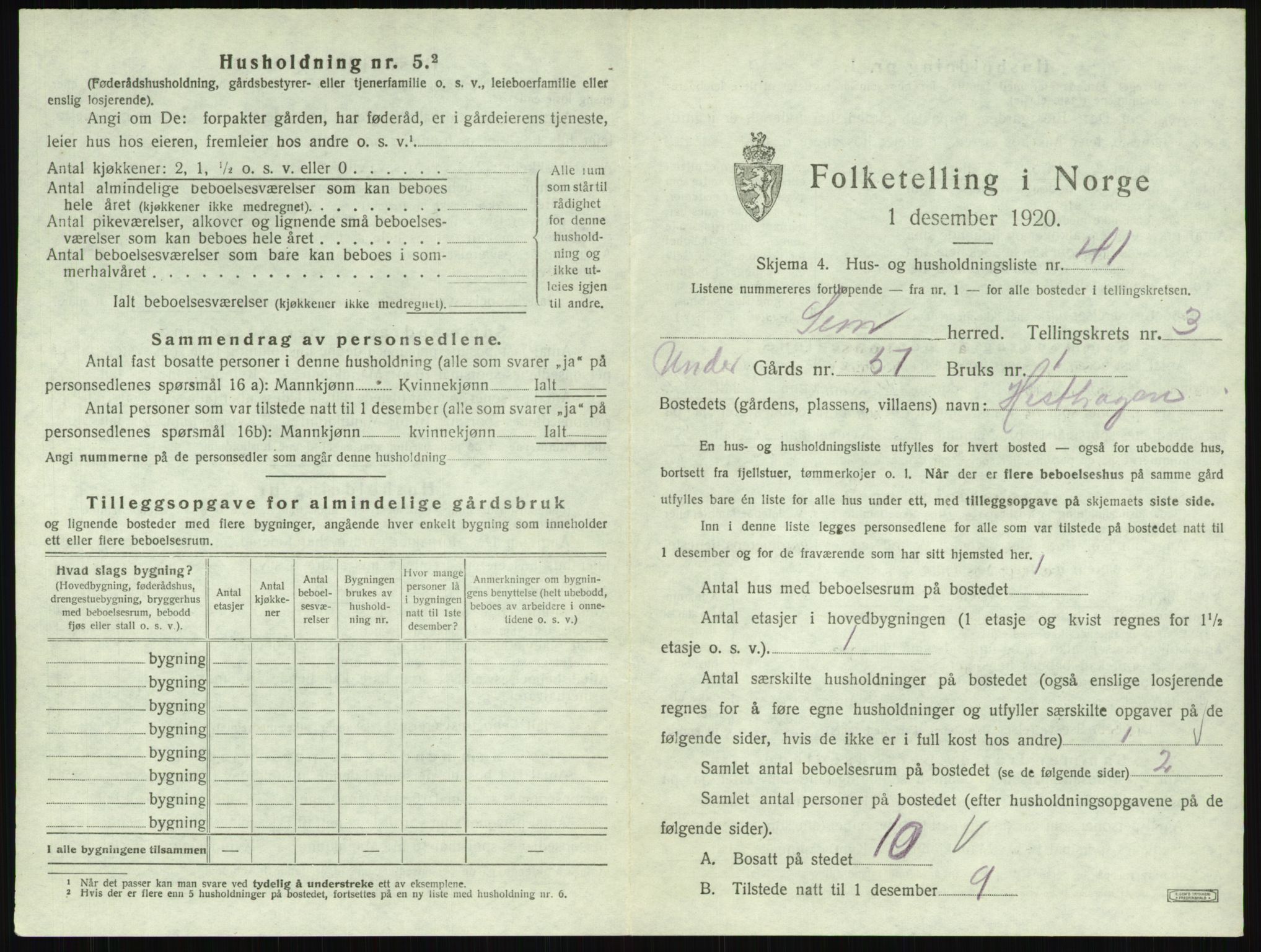 SAKO, Folketelling 1920 for 0721 Sem herred, 1920, s. 716