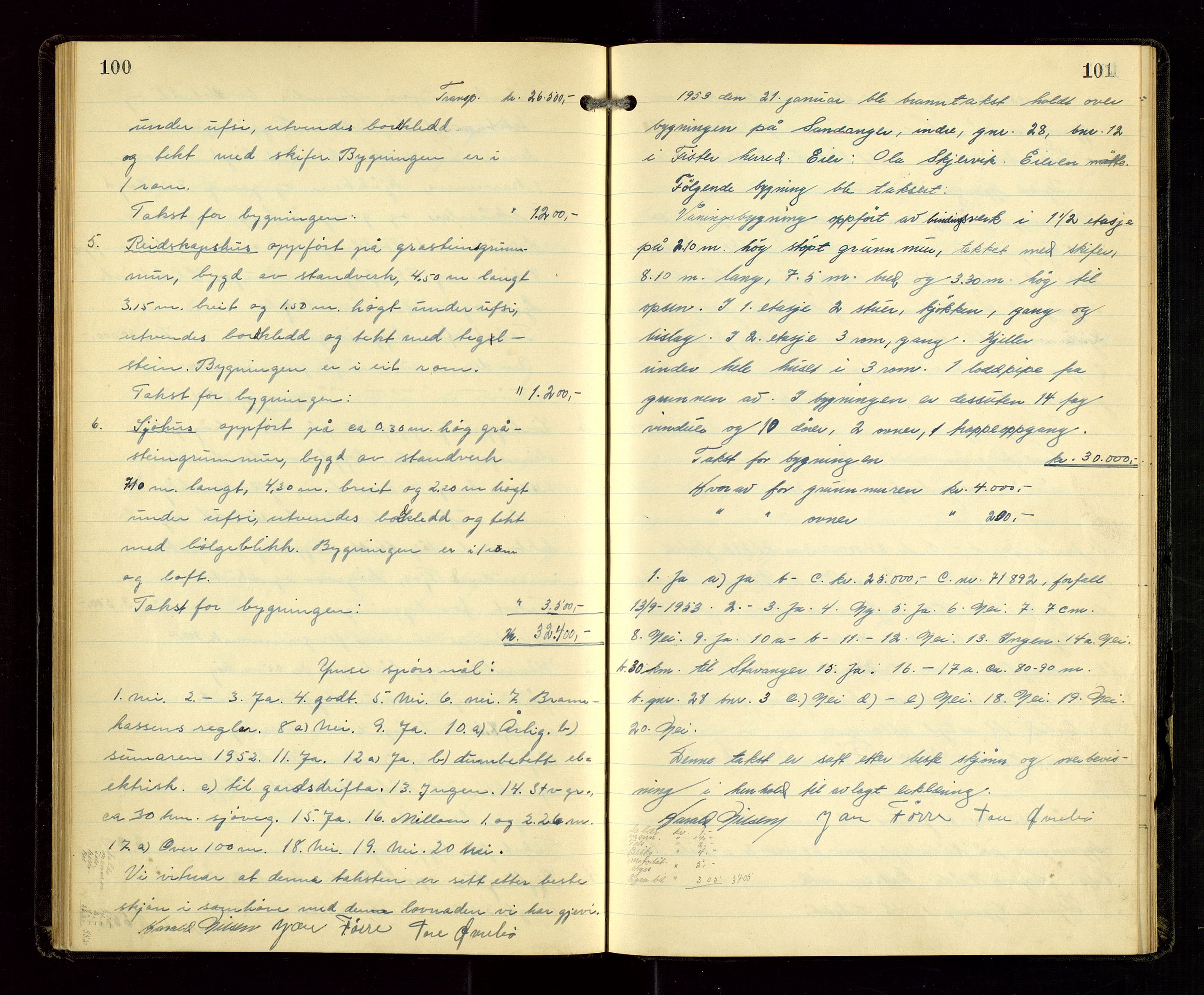 Hjelmeland lensmannskontor, AV/SAST-A-100439/Goa/L0003: Branntakstprotokoll, 1943-1960, s. 100-101