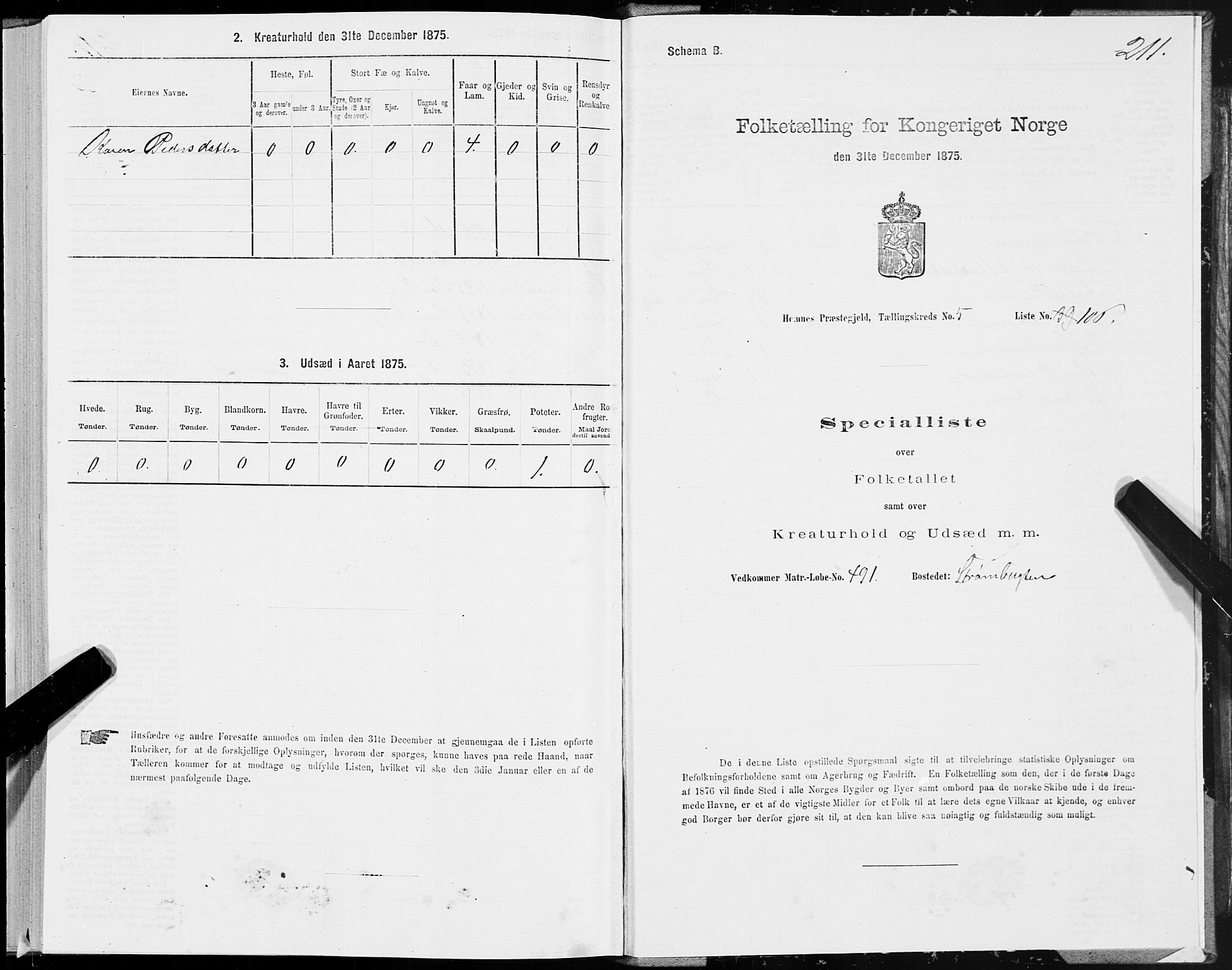 SAT, Folketelling 1875 for 1832P Hemnes prestegjeld, 1875, s. 3365