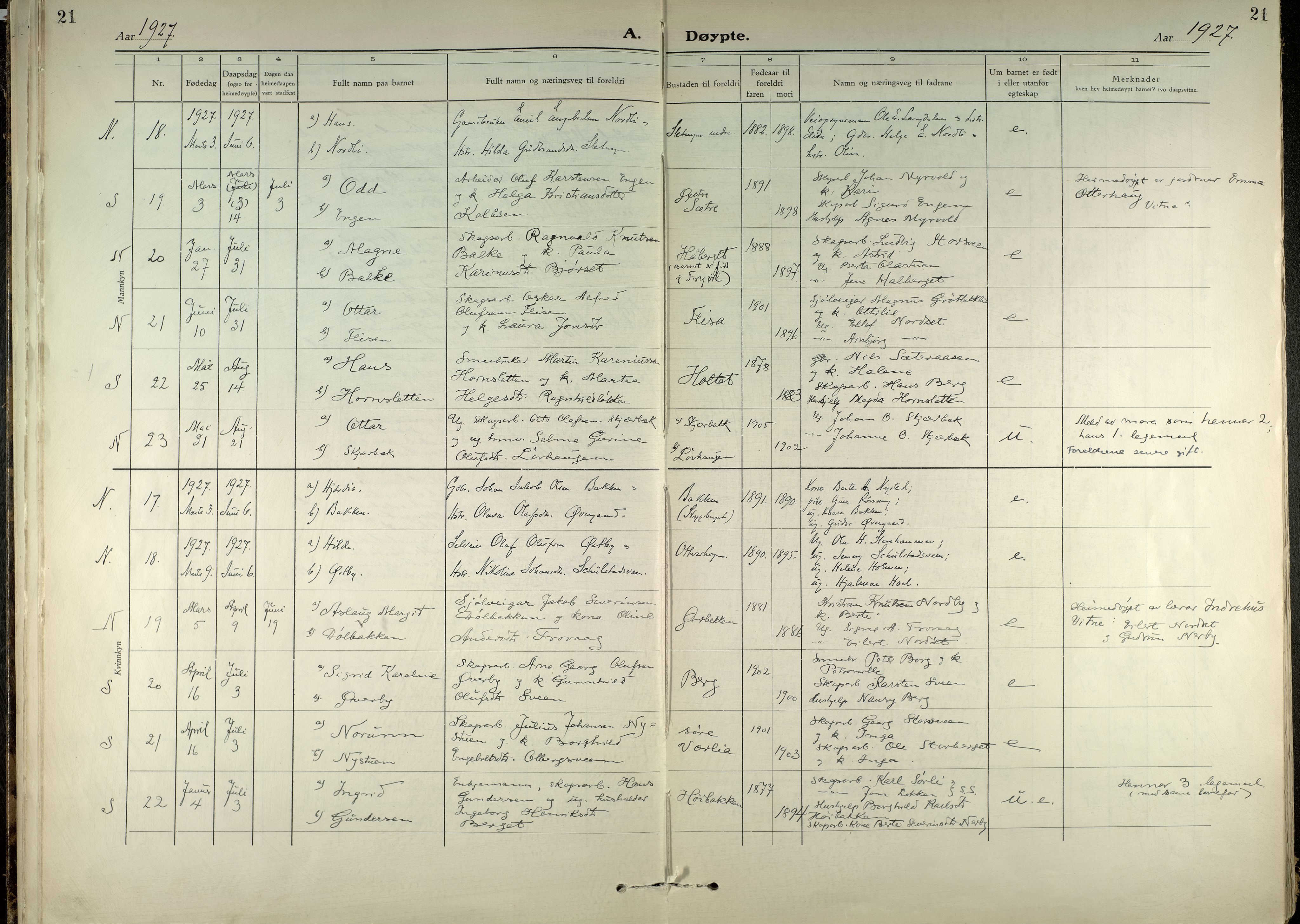 Elverum prestekontor, AV/SAH-PREST-044/H/Ha/Haa/L0026: Ministerialbok nr. 26, 1924-1939, s. 21