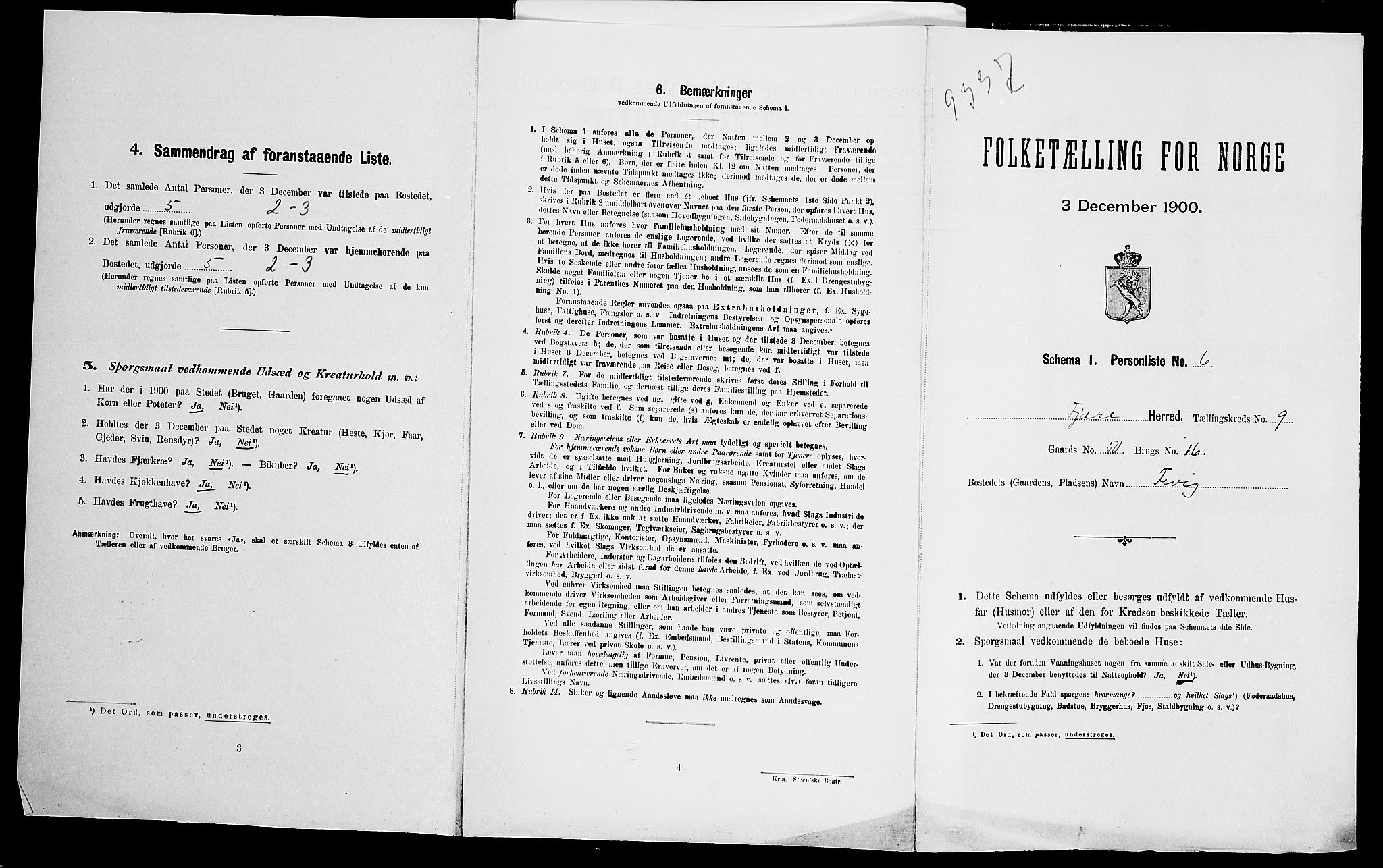SAK, Folketelling 1900 for 0923 Fjære herred, 1900, s. 1815