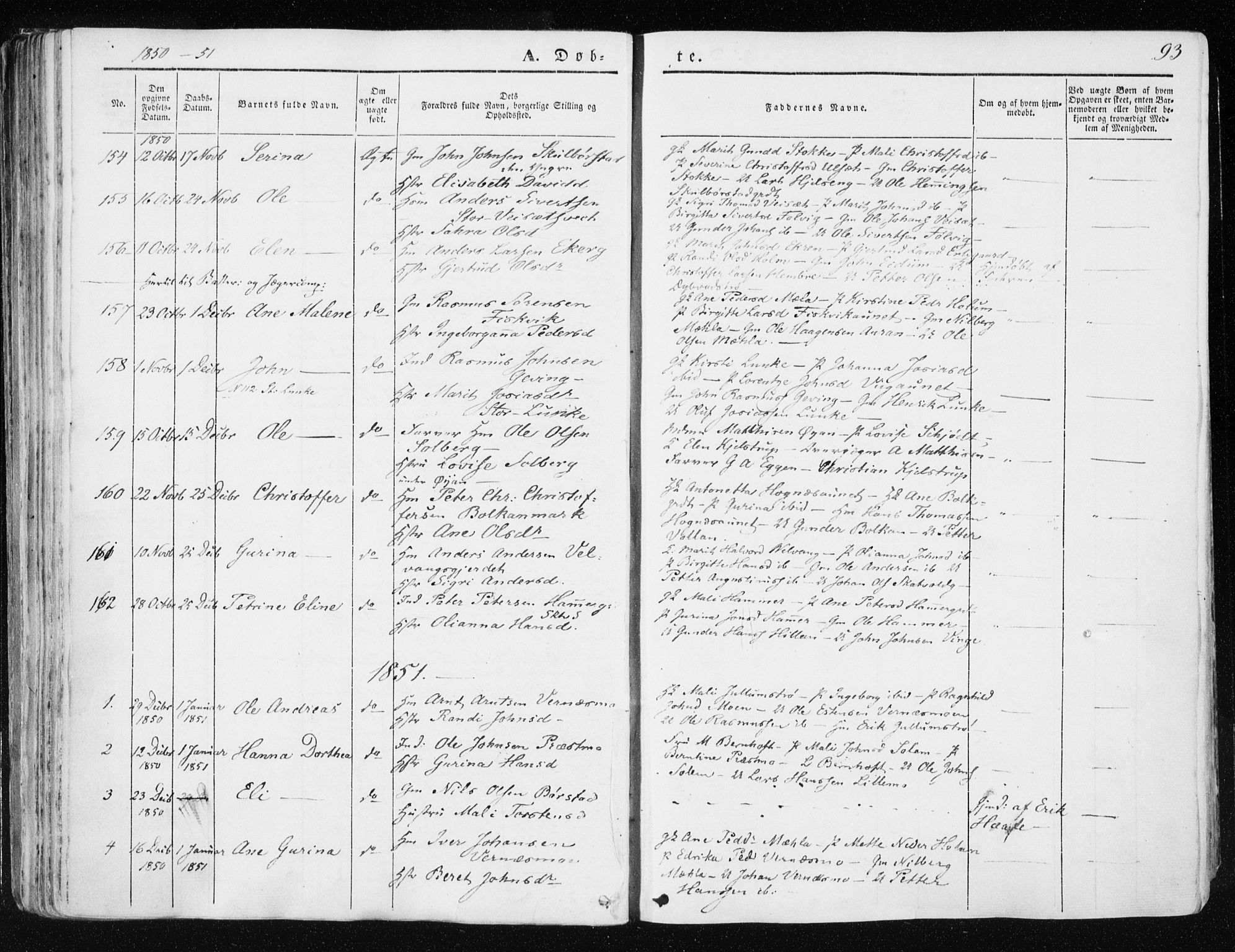 Ministerialprotokoller, klokkerbøker og fødselsregistre - Nord-Trøndelag, AV/SAT-A-1458/709/L0074: Ministerialbok nr. 709A14, 1845-1858, s. 93