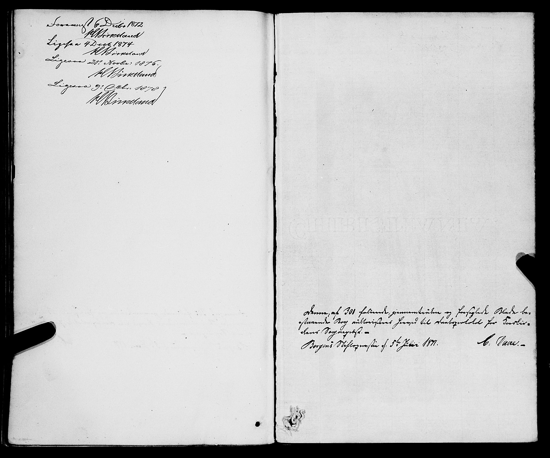 Korskirken sokneprestembete, SAB/A-76101/H/Haa/L0020: Ministerialbok nr. B 6, 1871-1878