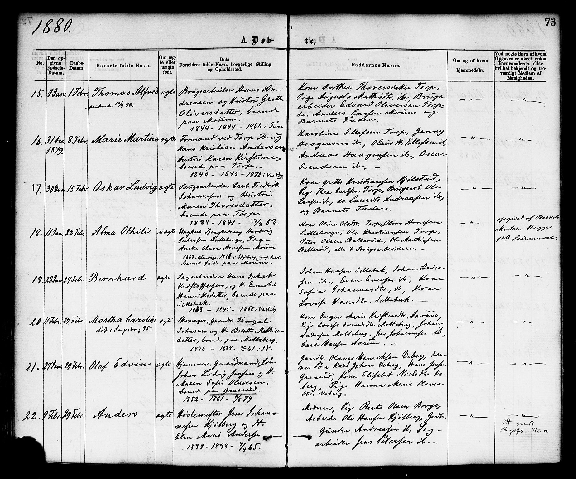 Borge prestekontor Kirkebøker, AV/SAO-A-10903/F/Fa/L0007: Ministerialbok nr. I 7, 1875-1886, s. 73