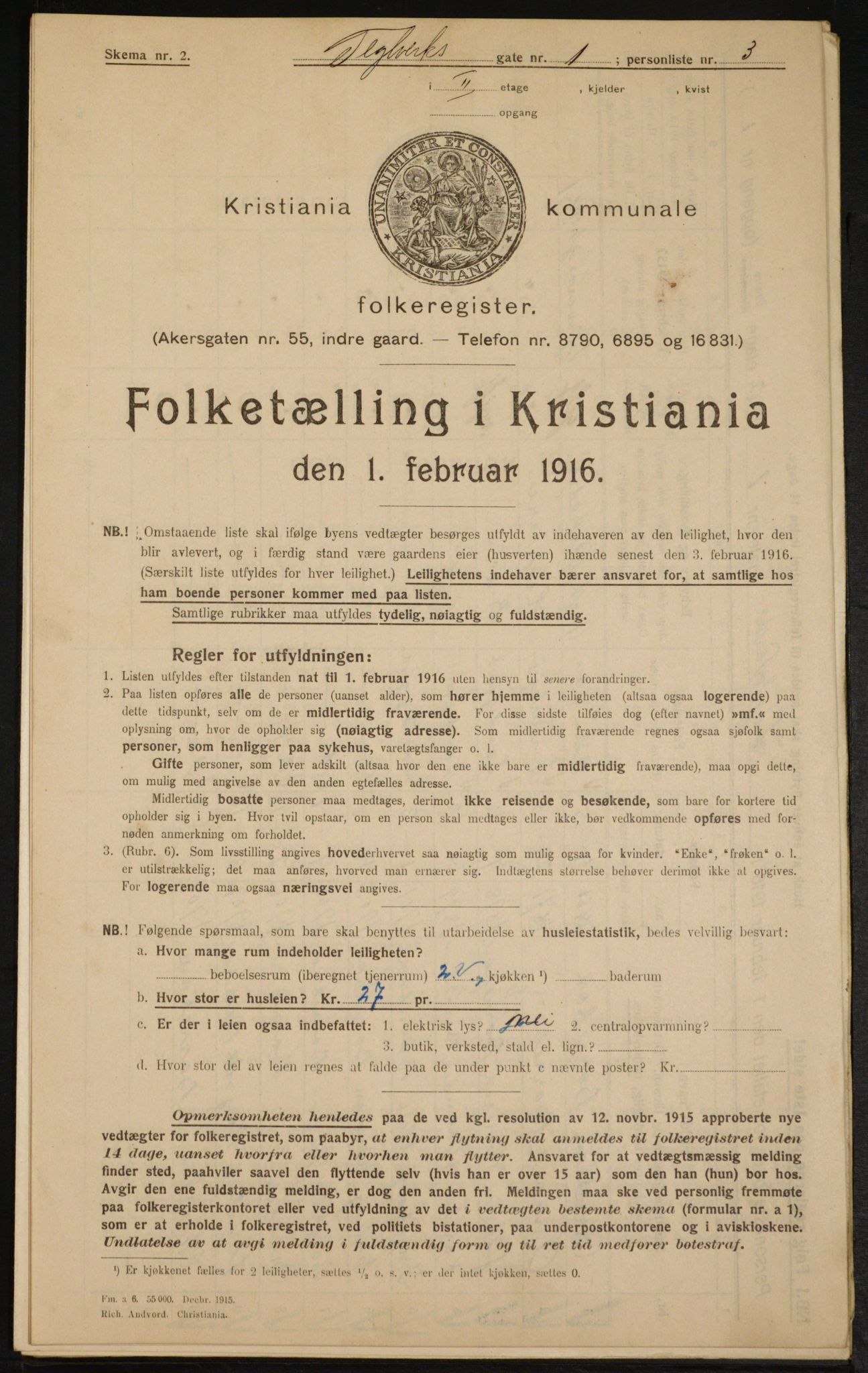 OBA, Kommunal folketelling 1.2.1916 for Kristiania, 1916, s. 110338