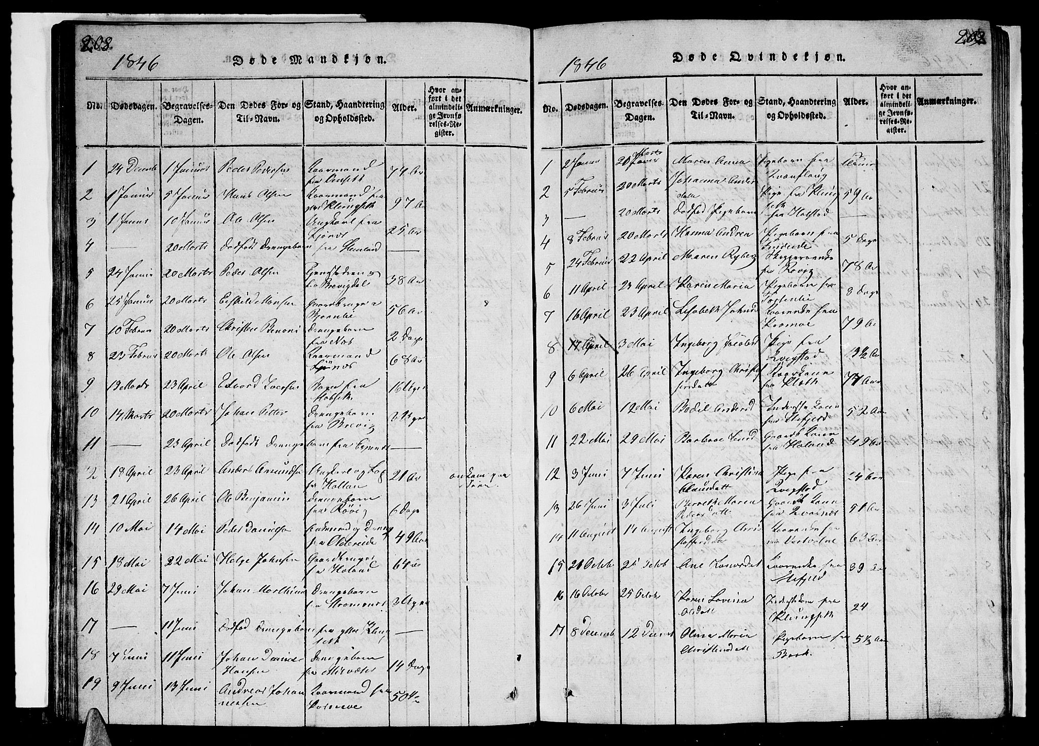 Ministerialprotokoller, klokkerbøker og fødselsregistre - Nordland, AV/SAT-A-1459/852/L0752: Klokkerbok nr. 852C03, 1840-1855, s. 208-209