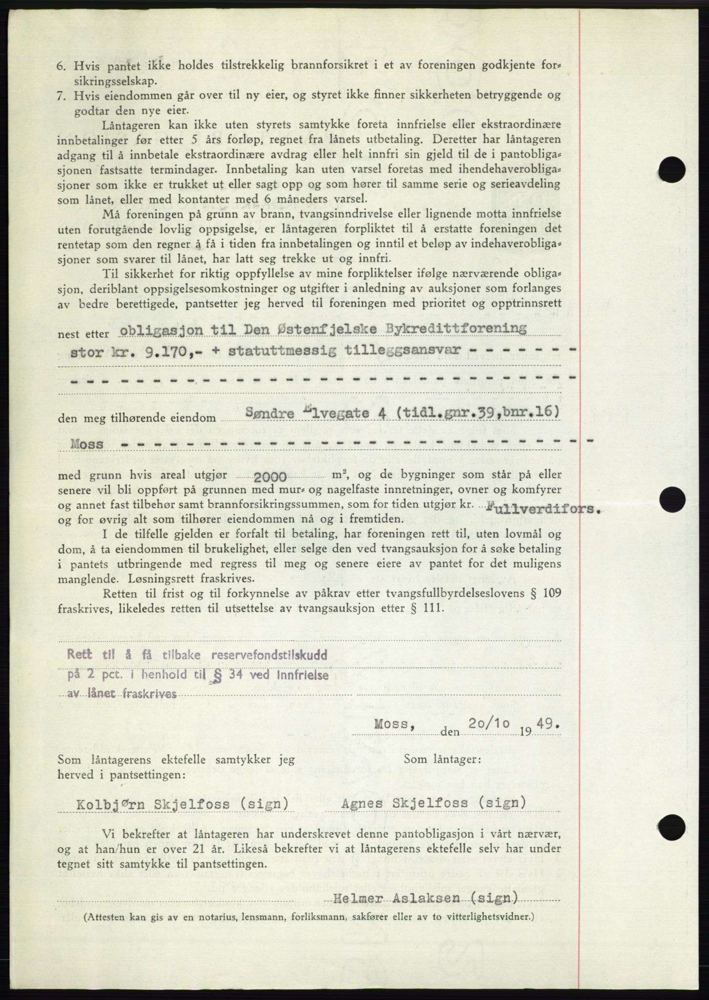 Moss sorenskriveri, SAO/A-10168: Pantebok nr. B23, 1949-1950, Dagboknr: 3256/1949