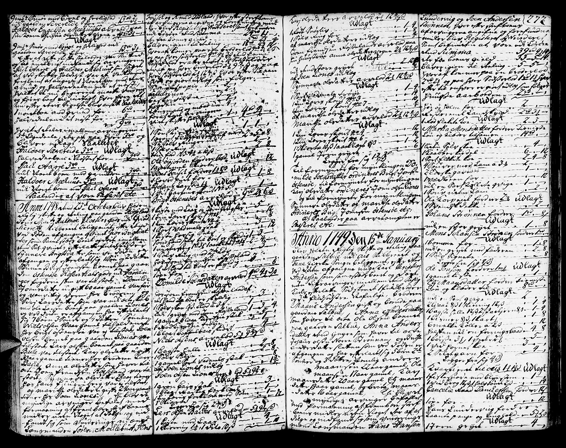 Sunnhordland sorenskrivar, SAB/A-2401/1/H/Ha/Haa/L0006: Skifteprotokollar. Register på lesesal. Fol. 1061- ut, 1743-1749, s. 271b-272a