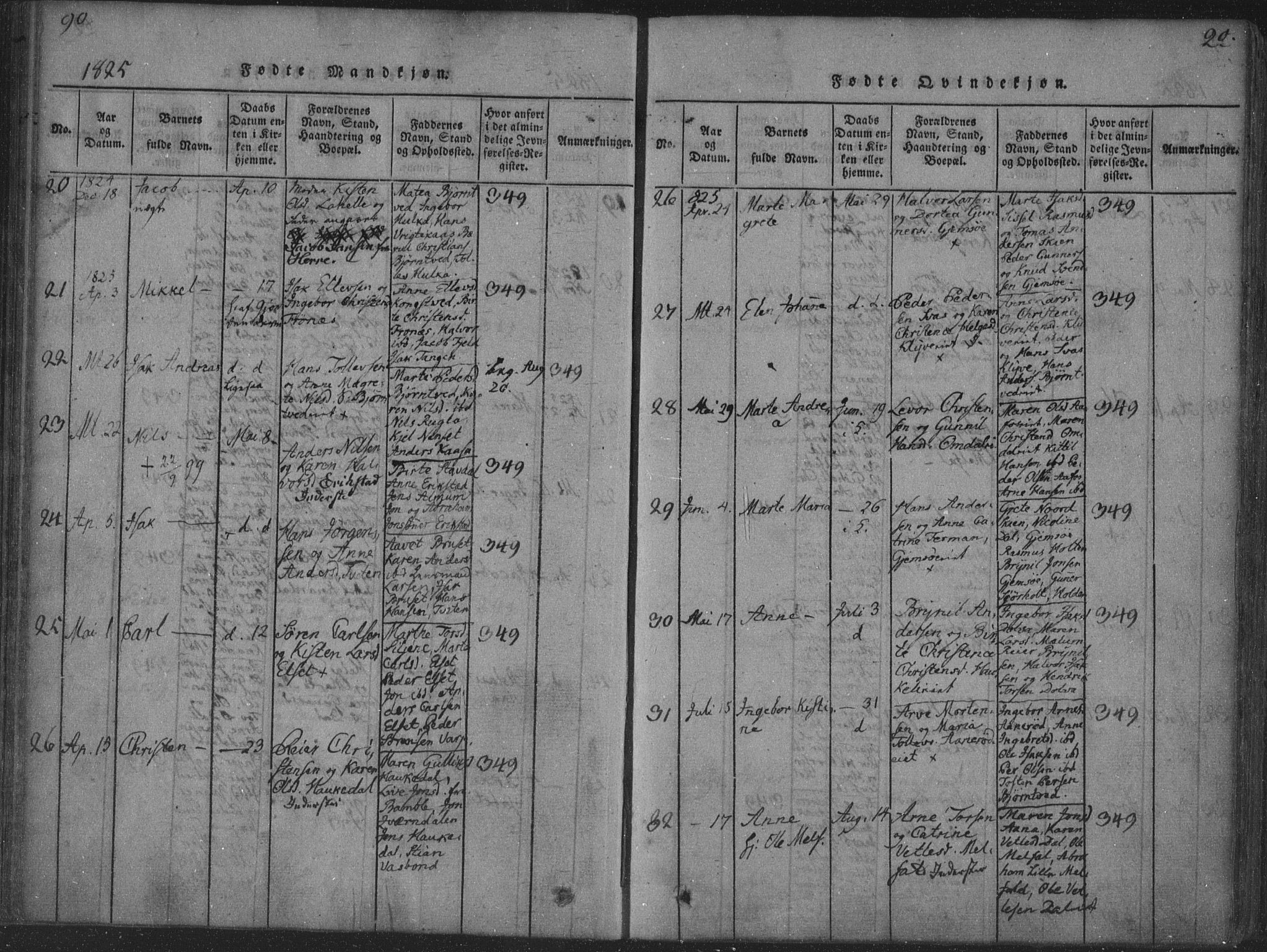 Solum kirkebøker, AV/SAKO-A-306/F/Fa/L0004: Ministerialbok nr. I 4, 1814-1833, s. 90