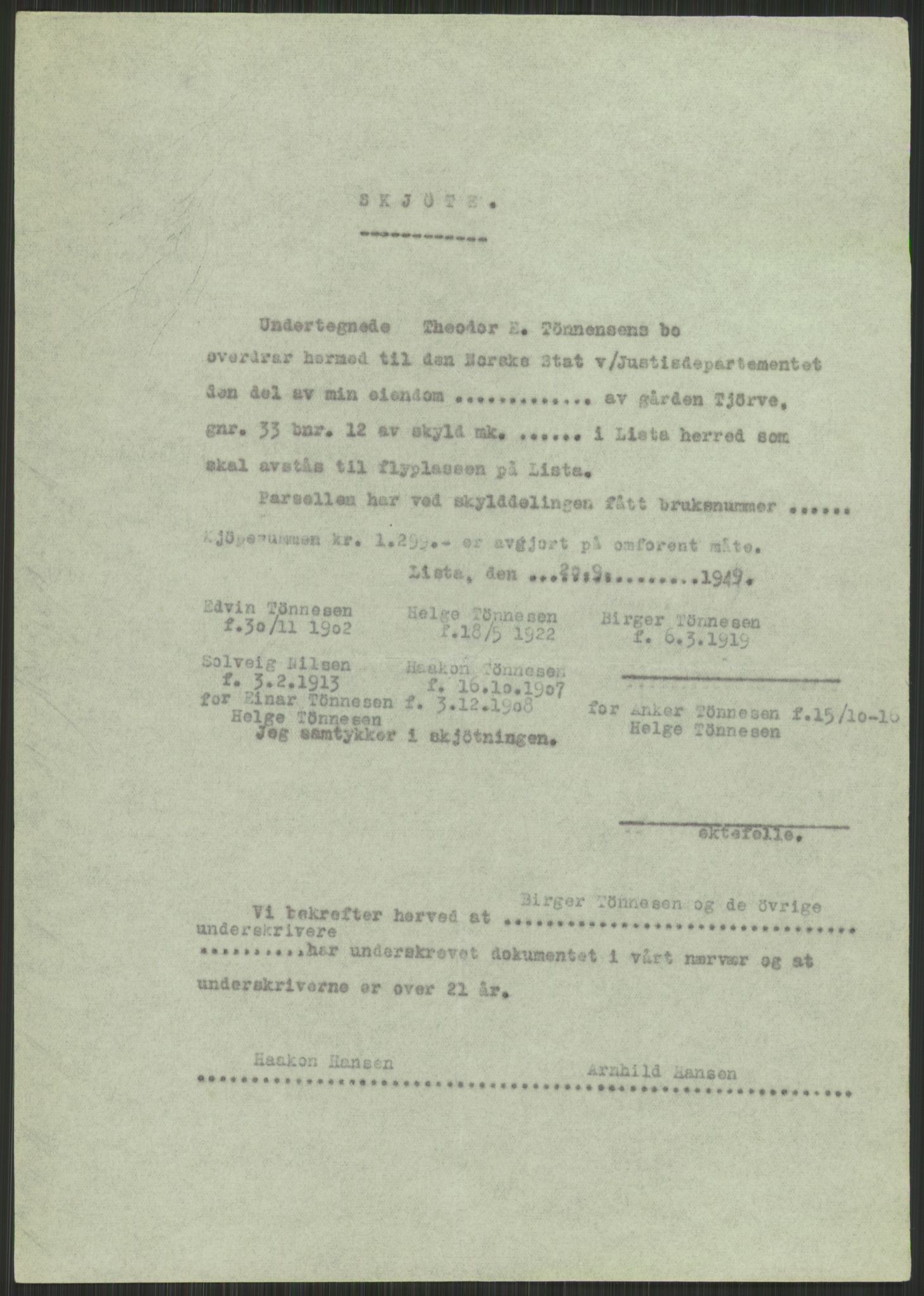 Forsvarsdepartementet, 10. kontor / Oppgjørskontoret, AV/RA-RAFA-1225/D/Db/L0182: Lista oppgjørskontor, 1942-1950, s. 19
