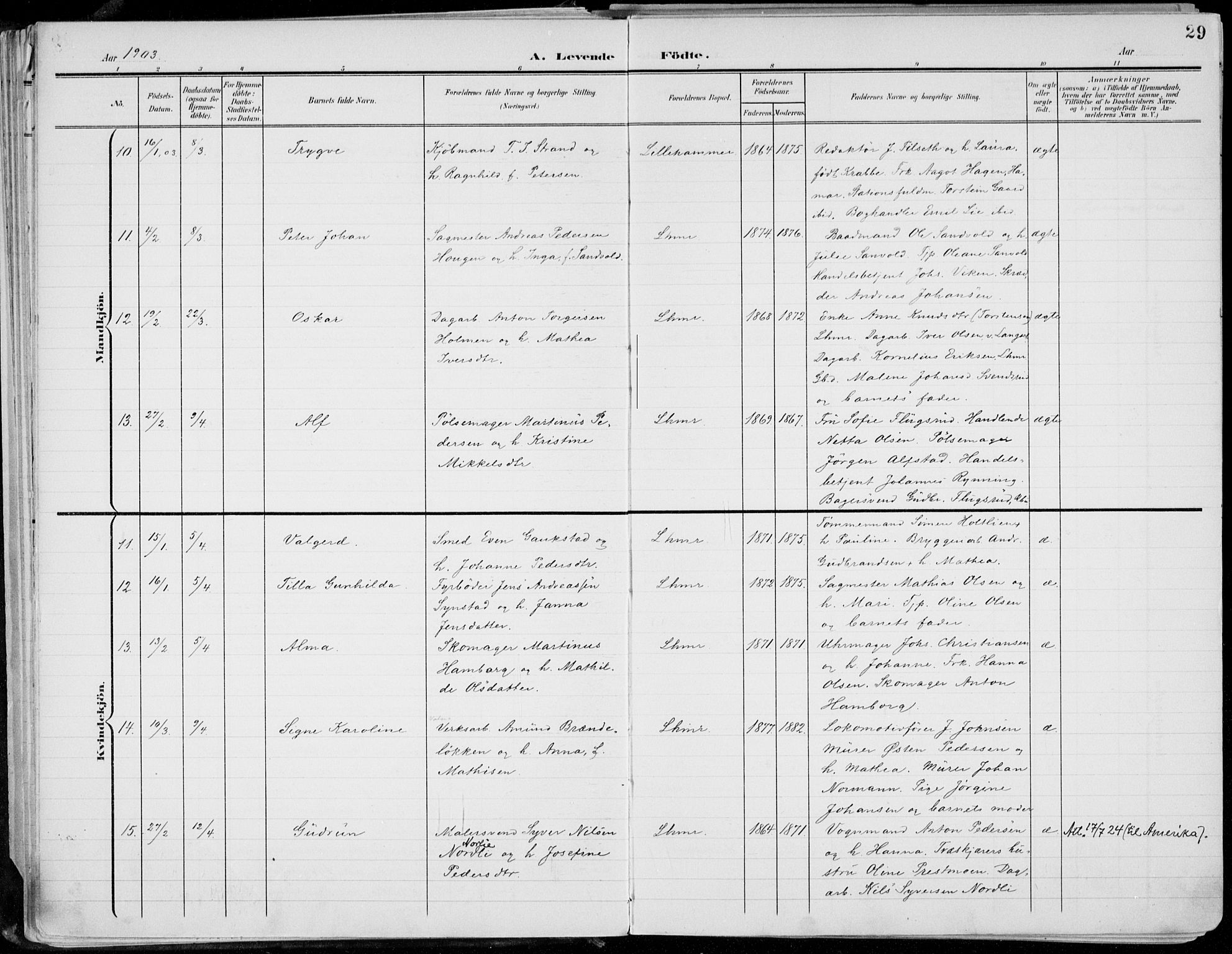 Lillehammer prestekontor, SAH/PREST-088/H/Ha/Haa/L0001: Ministerialbok nr. 1, 1901-1916, s. 29