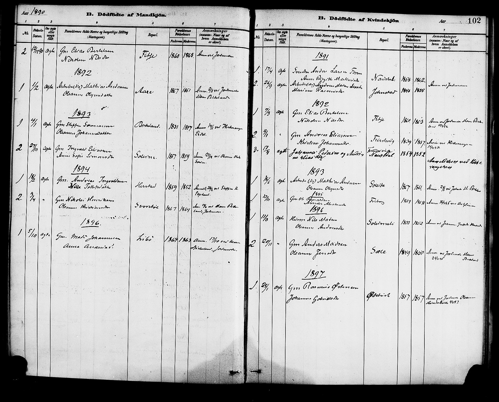 Førde sokneprestembete, AV/SAB-A-79901/H/Haa/Haad/L0001: Ministerialbok nr. D 1, 1881-1898, s. 102