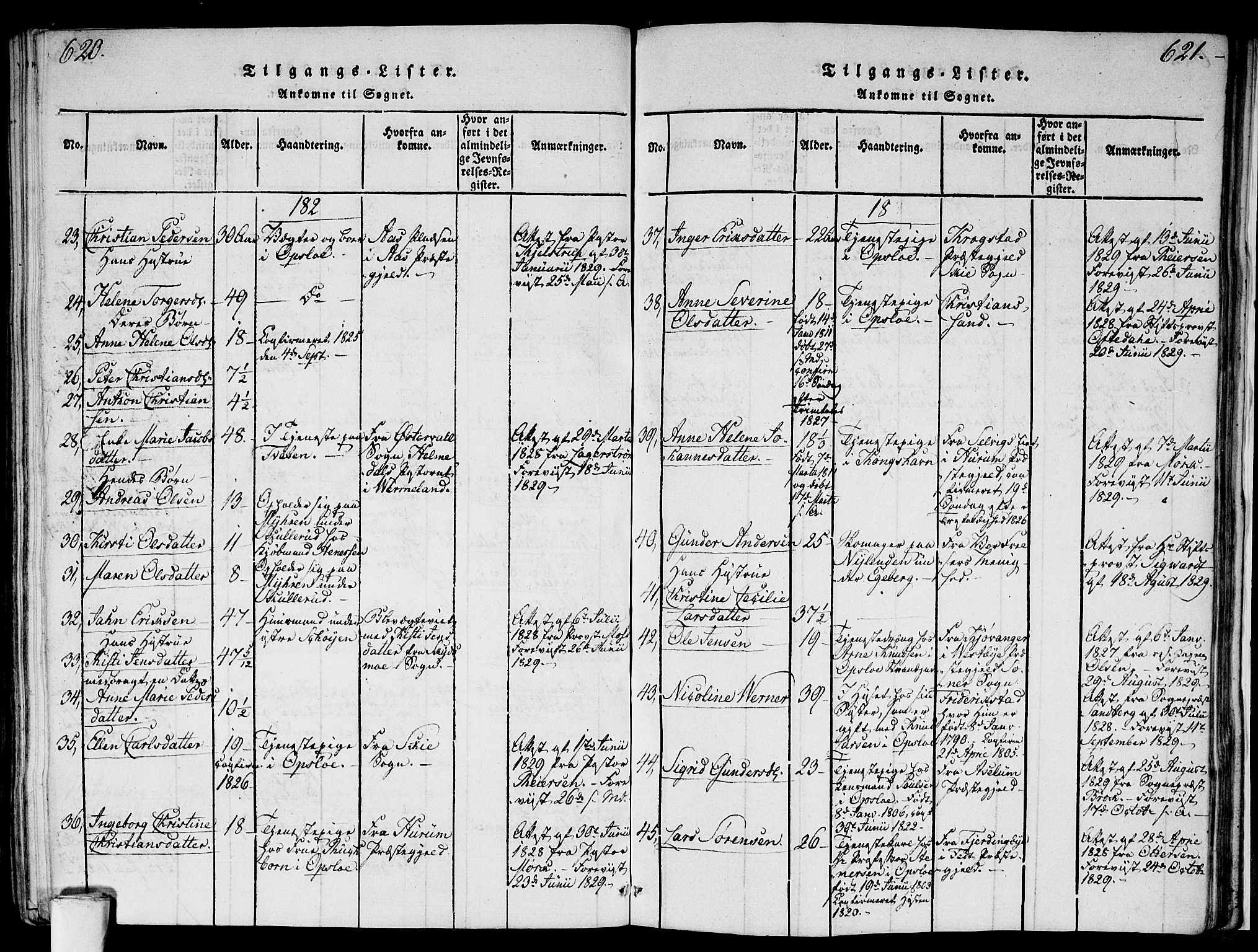 Gamlebyen prestekontor Kirkebøker, AV/SAO-A-10884/F/Fa/L0002: Ministerialbok nr. 2, 1817-1829, s. 620-621