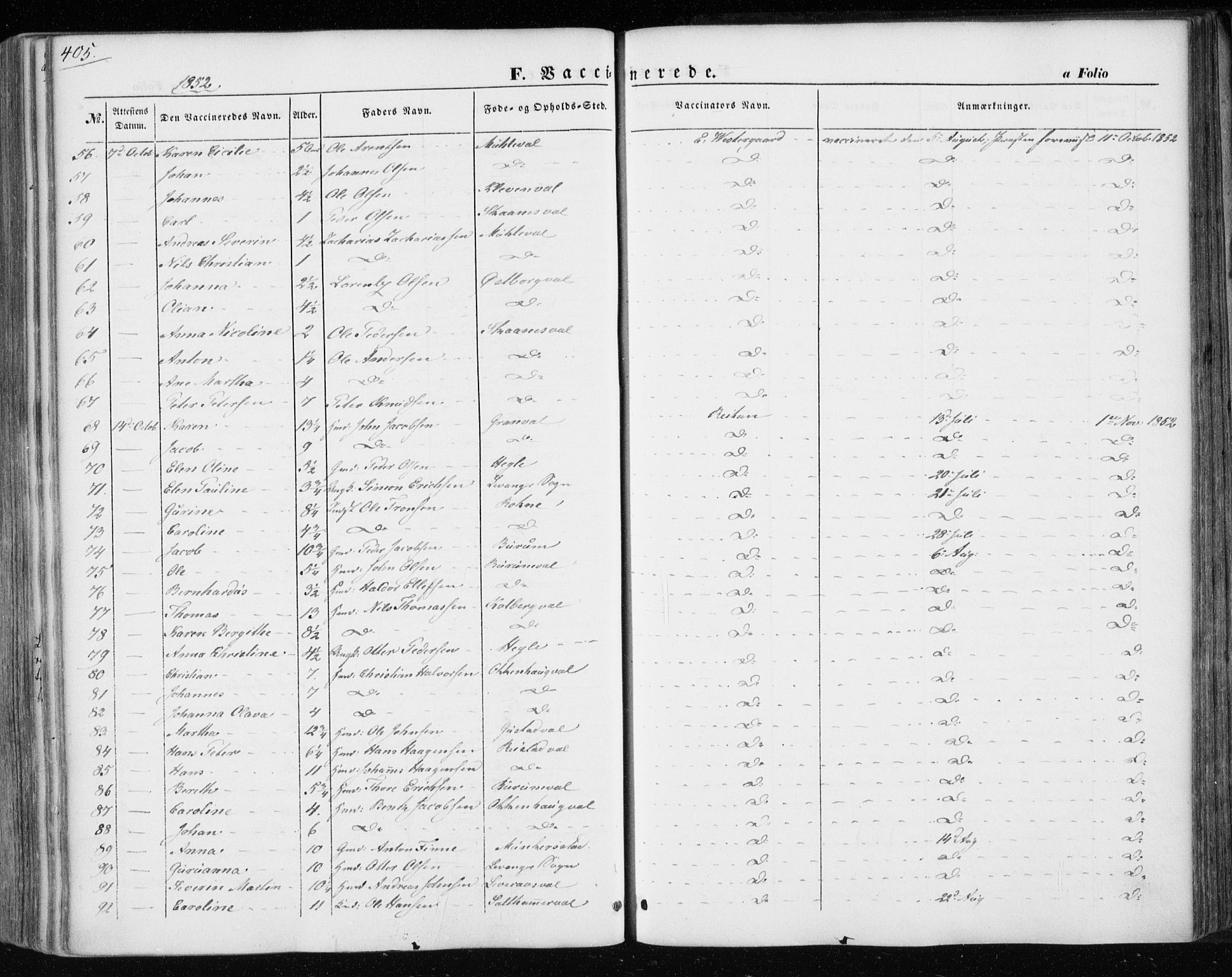 Ministerialprotokoller, klokkerbøker og fødselsregistre - Nord-Trøndelag, SAT/A-1458/717/L0154: Ministerialbok nr. 717A07 /1, 1850-1862, s. 405
