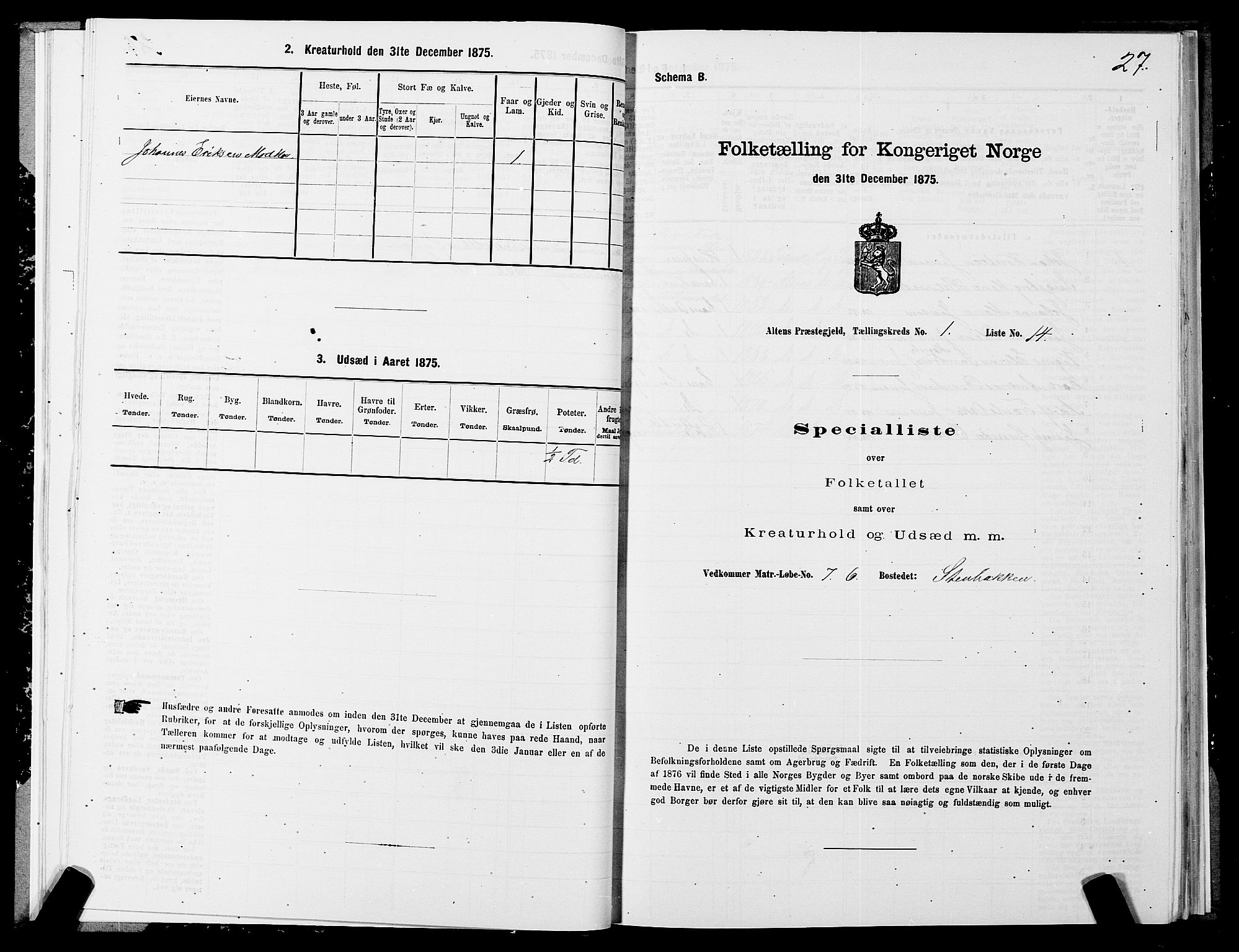 SATØ, Folketelling 1875 for 2012P Alta prestegjeld, 1875, s. 1027