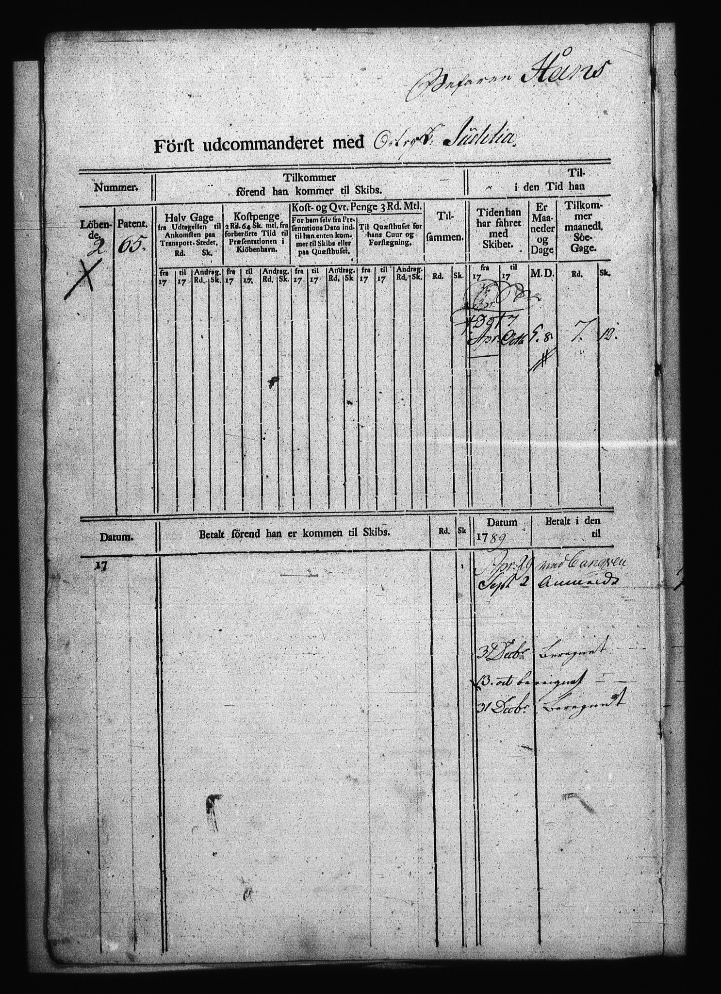 Sjøetaten, AV/RA-EA-3110/F/L0001: Akershus stift, bind 1, 1789