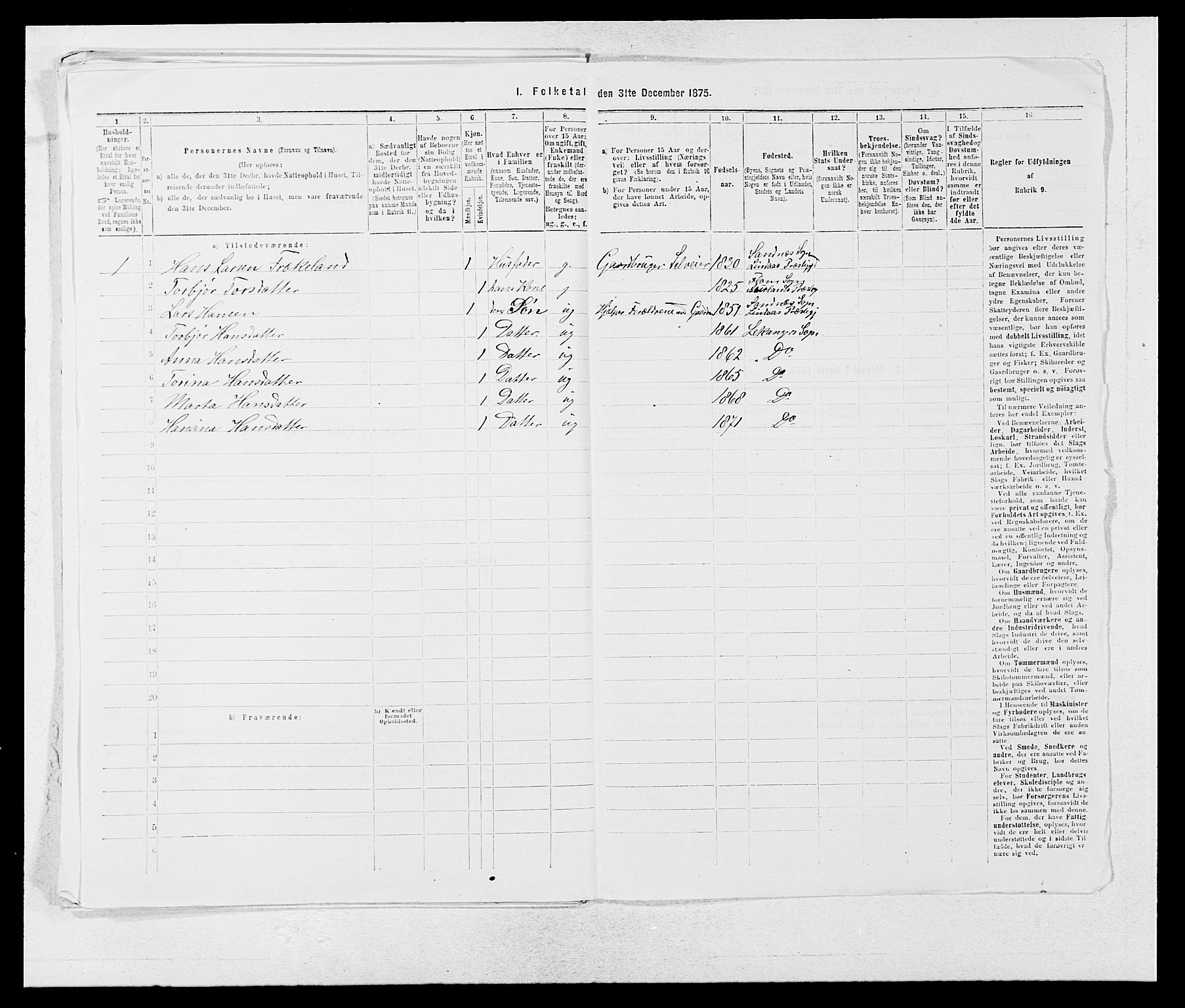 SAB, Folketelling 1875 for 1419P Leikanger prestegjeld, 1875, s. 194