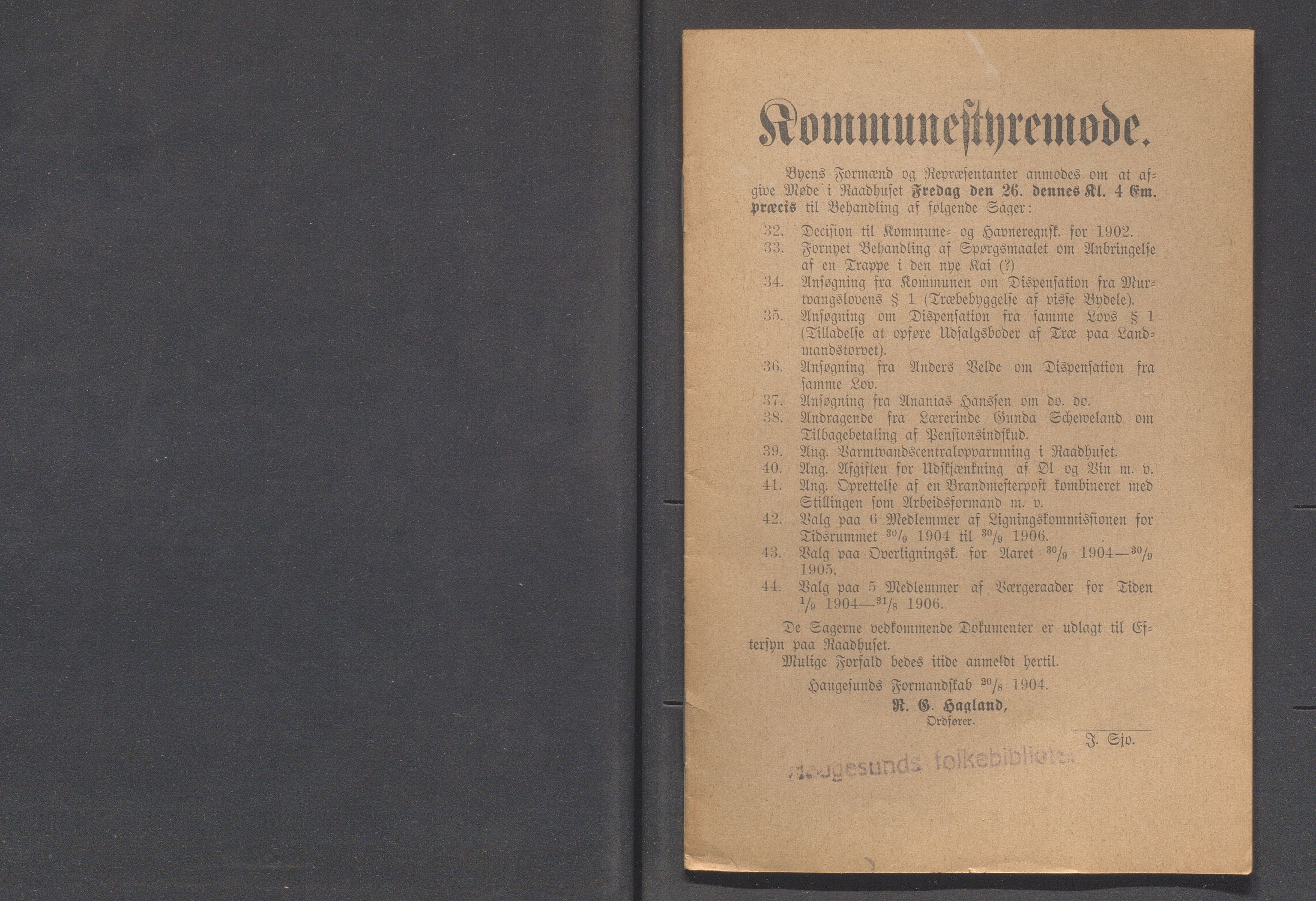 Haugesund kommune - Formannskapet og Bystyret, IKAR/A-740/A/Abb/L0001: Bystyreforhandlinger, 1889-1907, s. 511