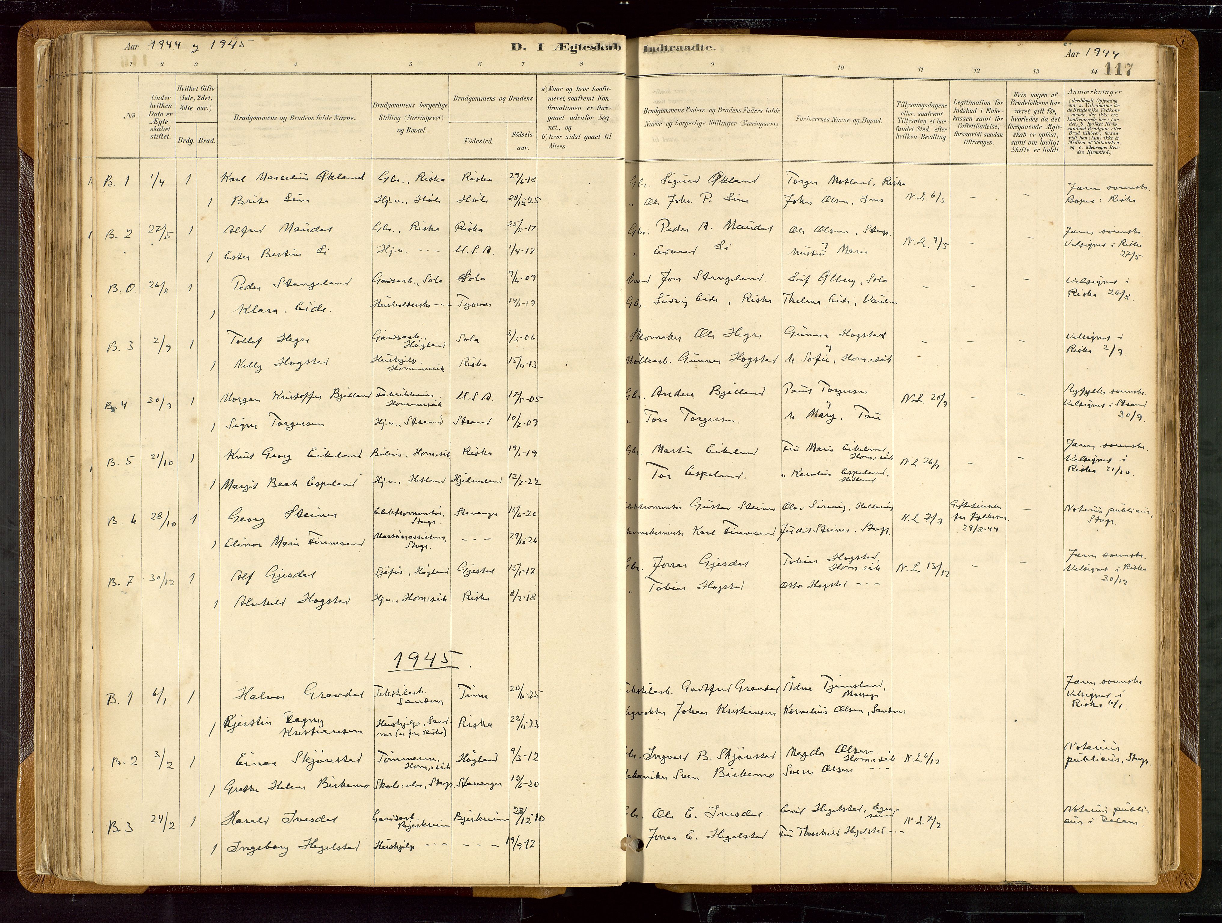 Hetland sokneprestkontor, SAST/A-101826/30/30BB/L0007: Klokkerbok nr. B 7, 1878-1910, s. 117