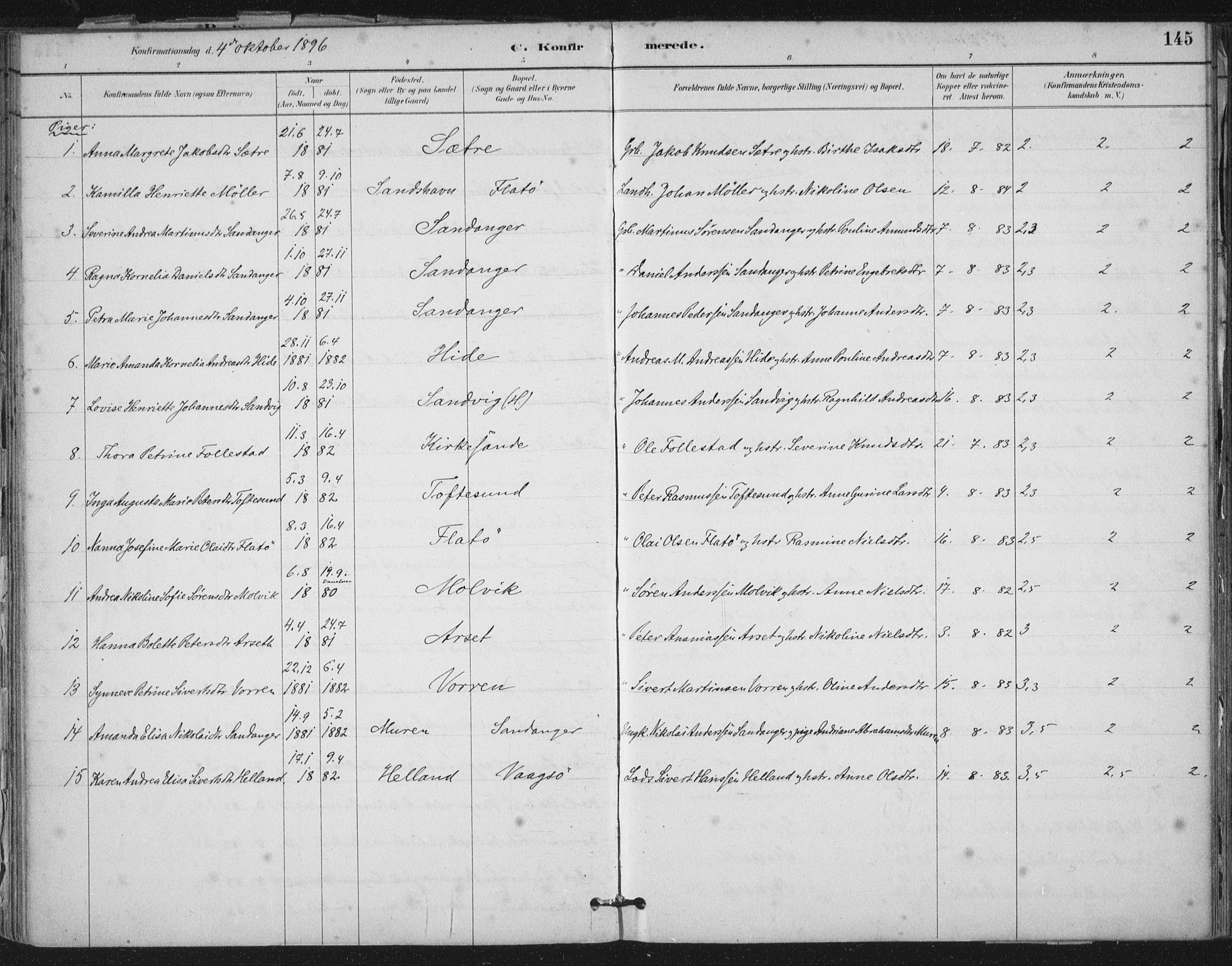 Ministerialprotokoller, klokkerbøker og fødselsregistre - Møre og Romsdal, SAT/A-1454/503/L0037: Ministerialbok nr. 503A05, 1884-1900, s. 145