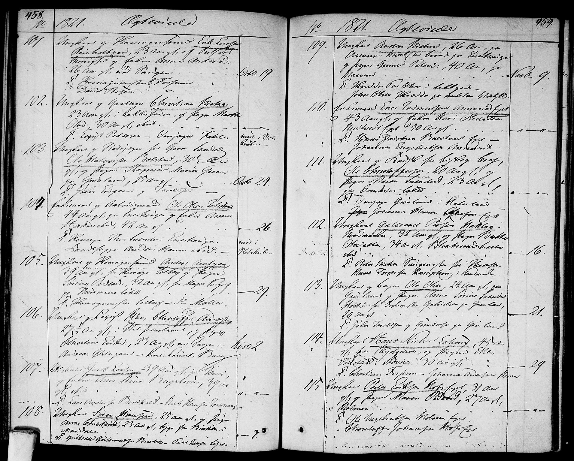 Aker prestekontor kirkebøker, AV/SAO-A-10861/F/L0012: Ministerialbok nr. 12, 1819-1828, s. 458-459