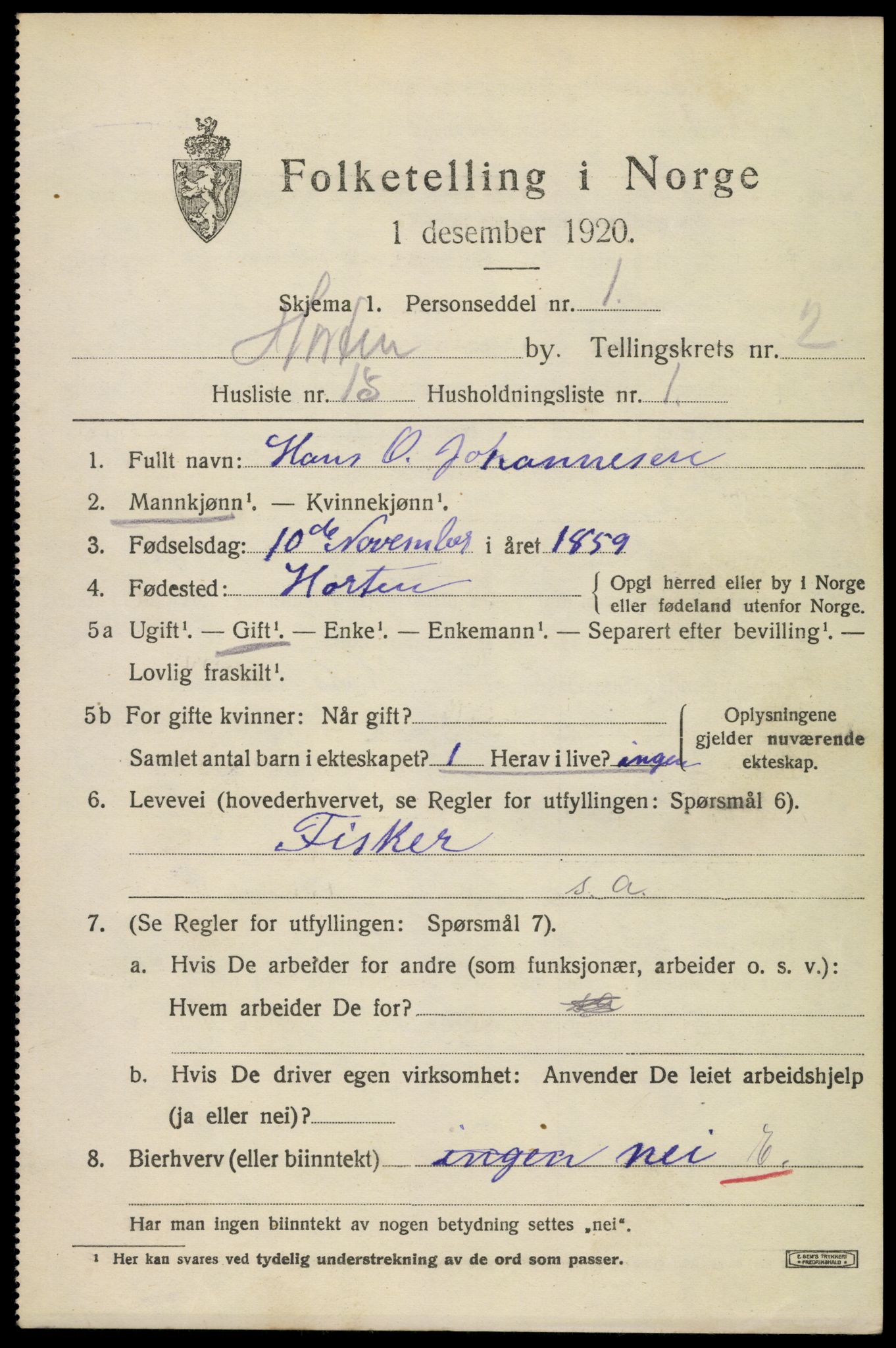 SAKO, Folketelling 1920 for 0703 Horten kjøpstad, 1920, s. 10379