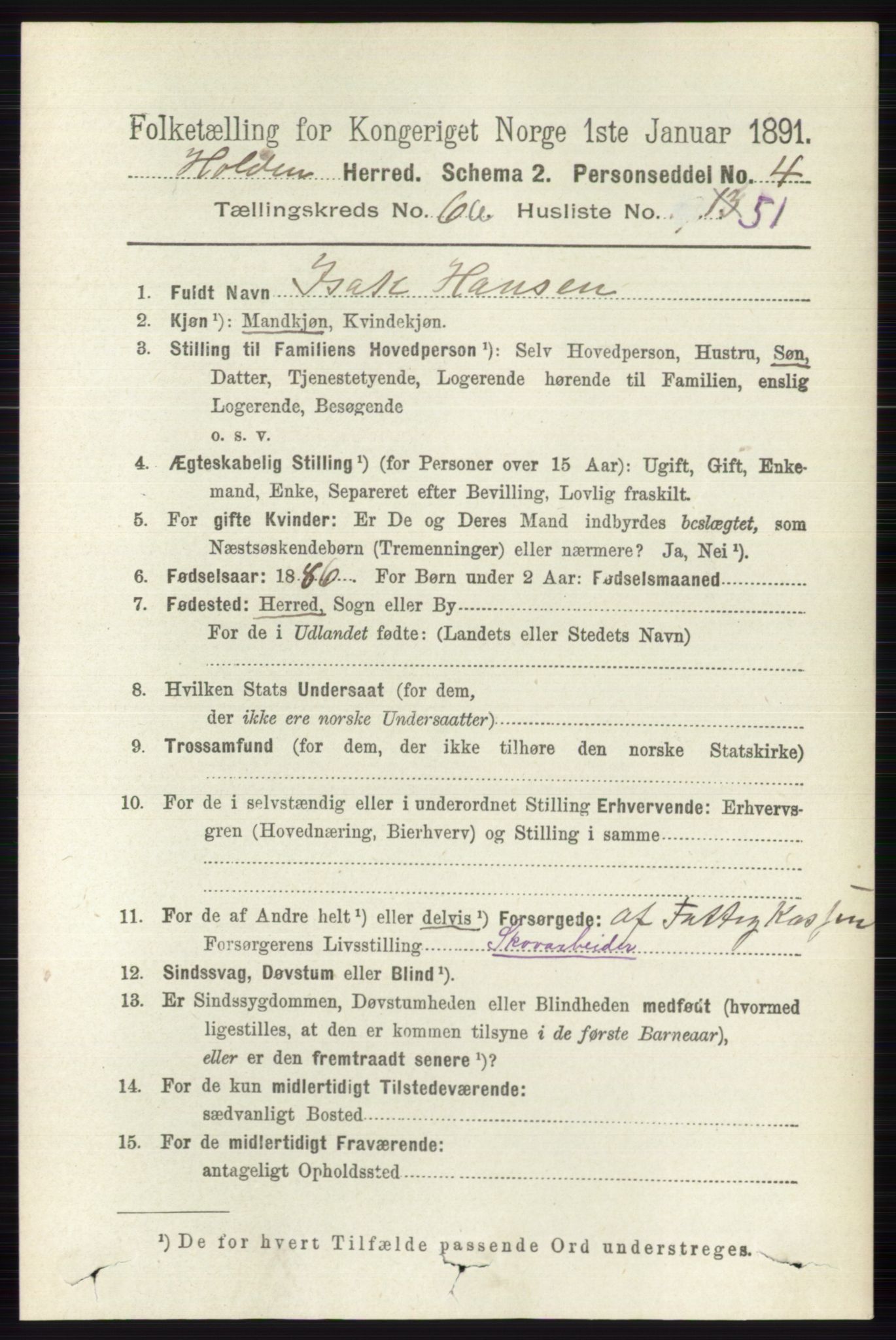 RA, Folketelling 1891 for 0819 Holla herred, 1891, s. 3147