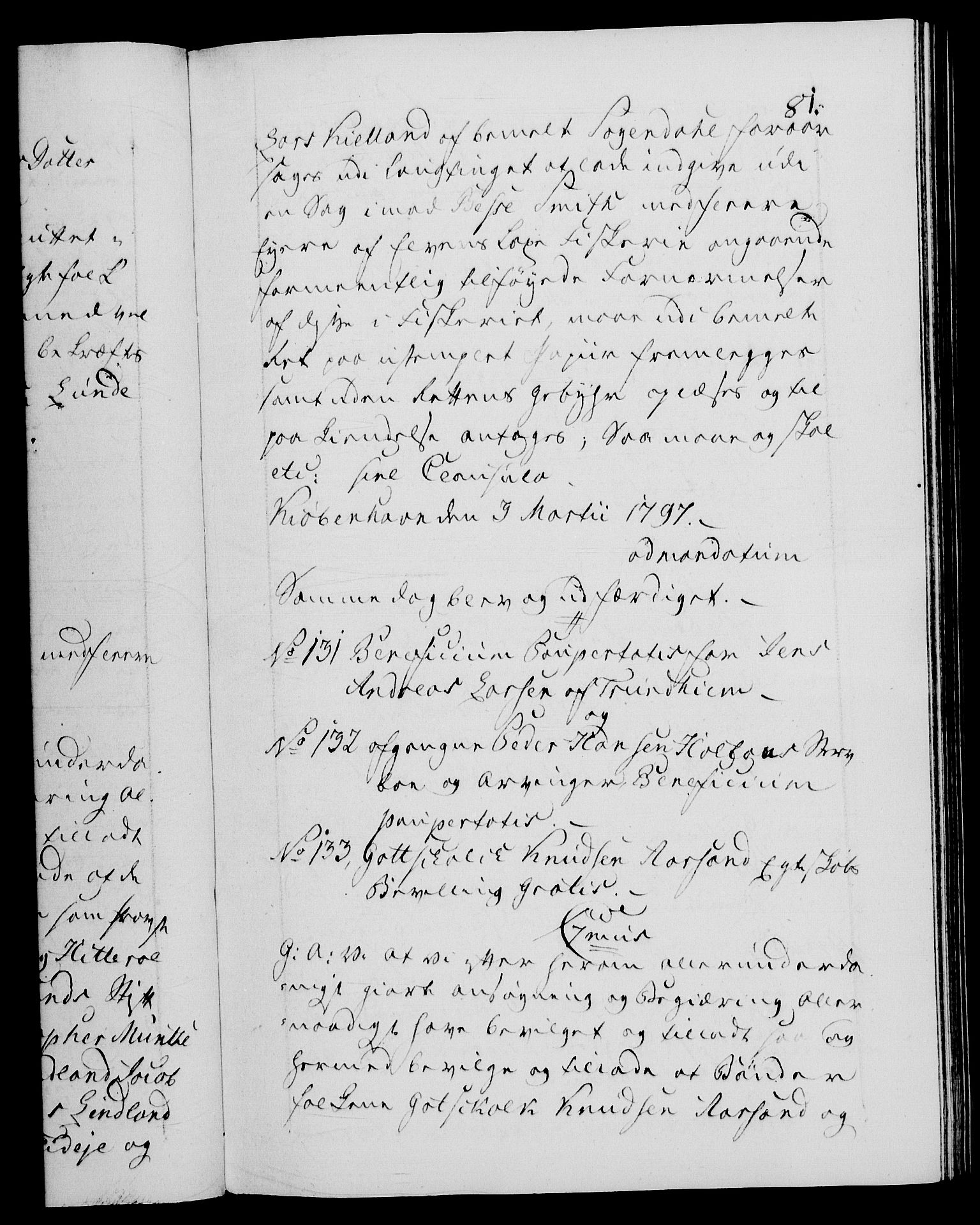 Danske Kanselli 1572-1799, RA/EA-3023/F/Fc/Fca/Fcaa/L0057: Norske registre, 1797, s. 81a