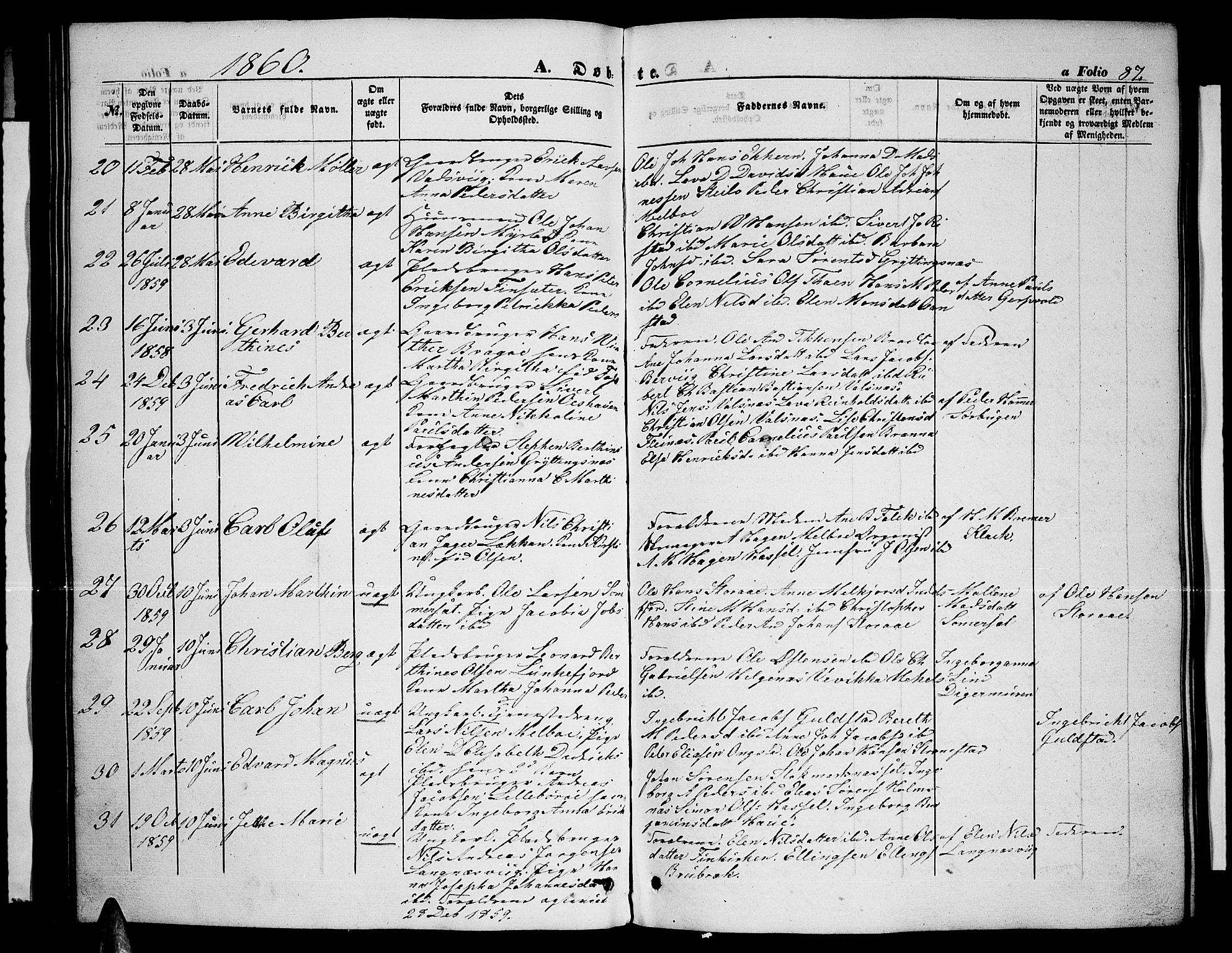 Ministerialprotokoller, klokkerbøker og fødselsregistre - Nordland, AV/SAT-A-1459/888/L1265: Klokkerbok nr. 888C03, 1850-1863, s. 87