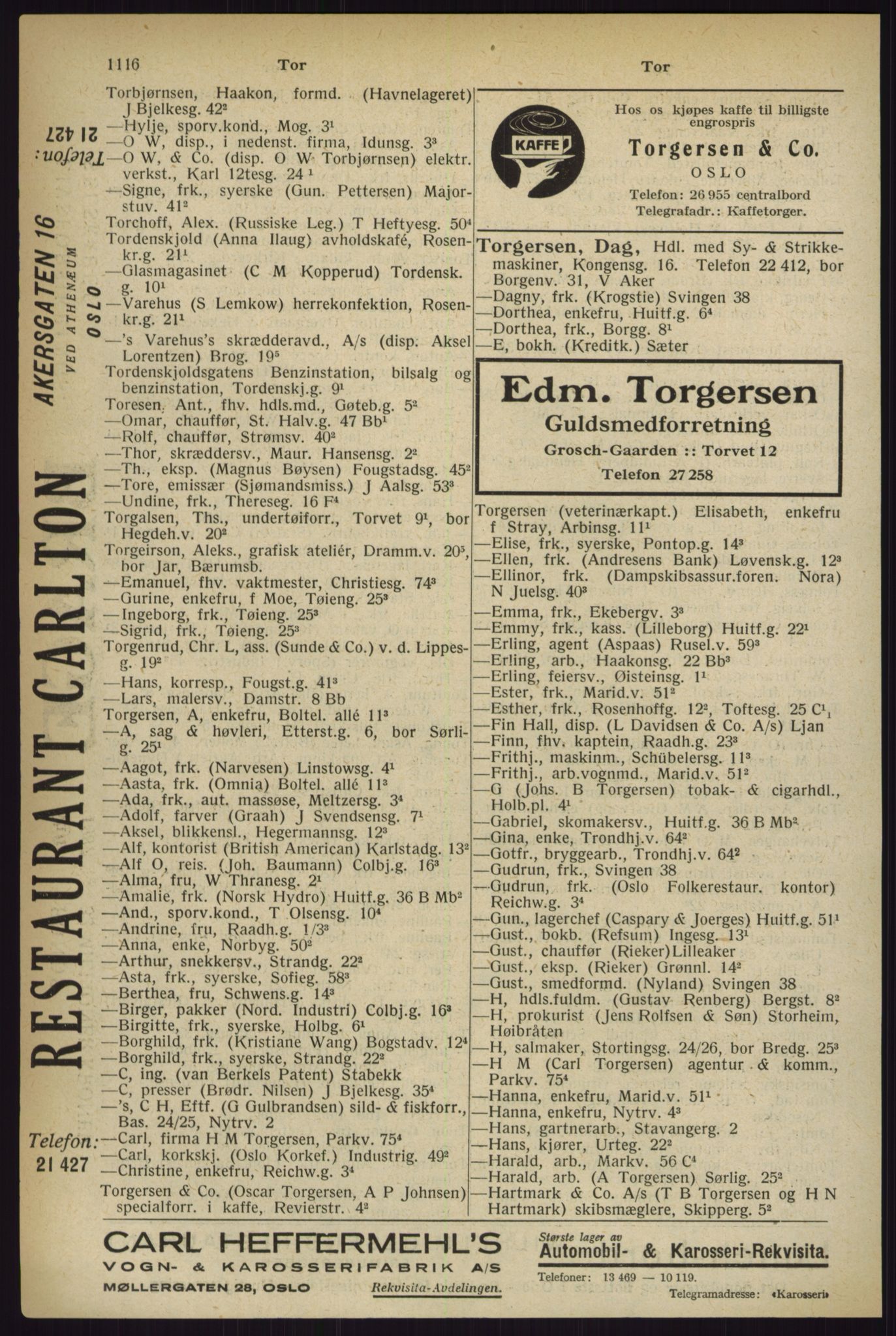 Kristiania/Oslo adressebok, PUBL/-, 1927, s. 1116