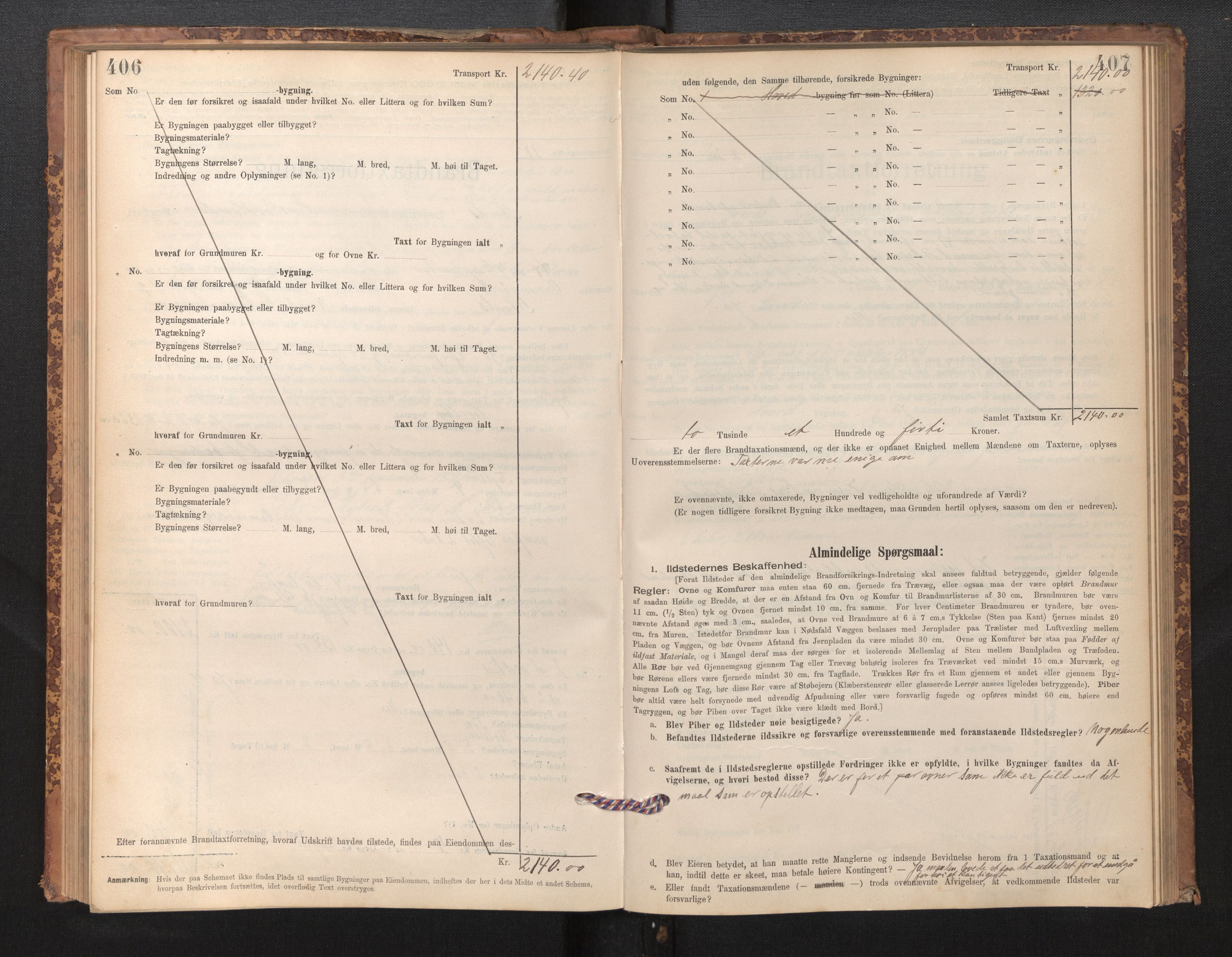 Lensmannen i Stord, SAB/A-35001/0012/L0002: Branntakstprotokoll, skjematakst, 1897-1922, s. 406-407