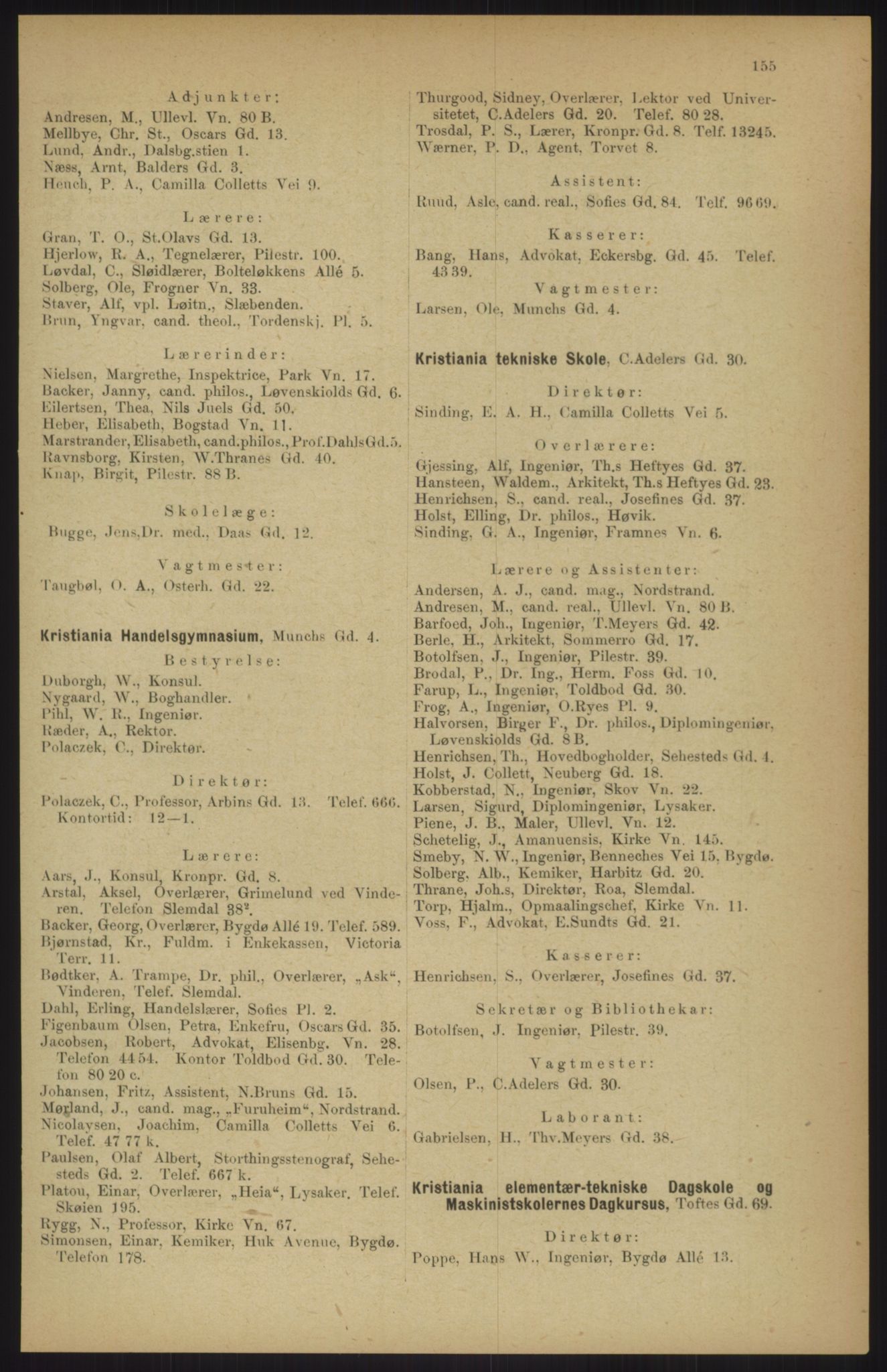 Kristiania/Oslo adressebok, PUBL/-, 1911, s. 155