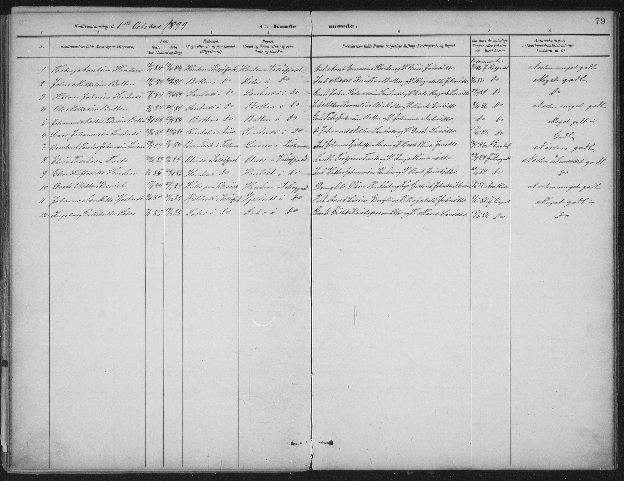 Ministerialprotokoller, klokkerbøker og fødselsregistre - Møre og Romsdal, SAT/A-1454/580/L0925: Ministerialbok nr. 580A02, 1888-1913, s. 79