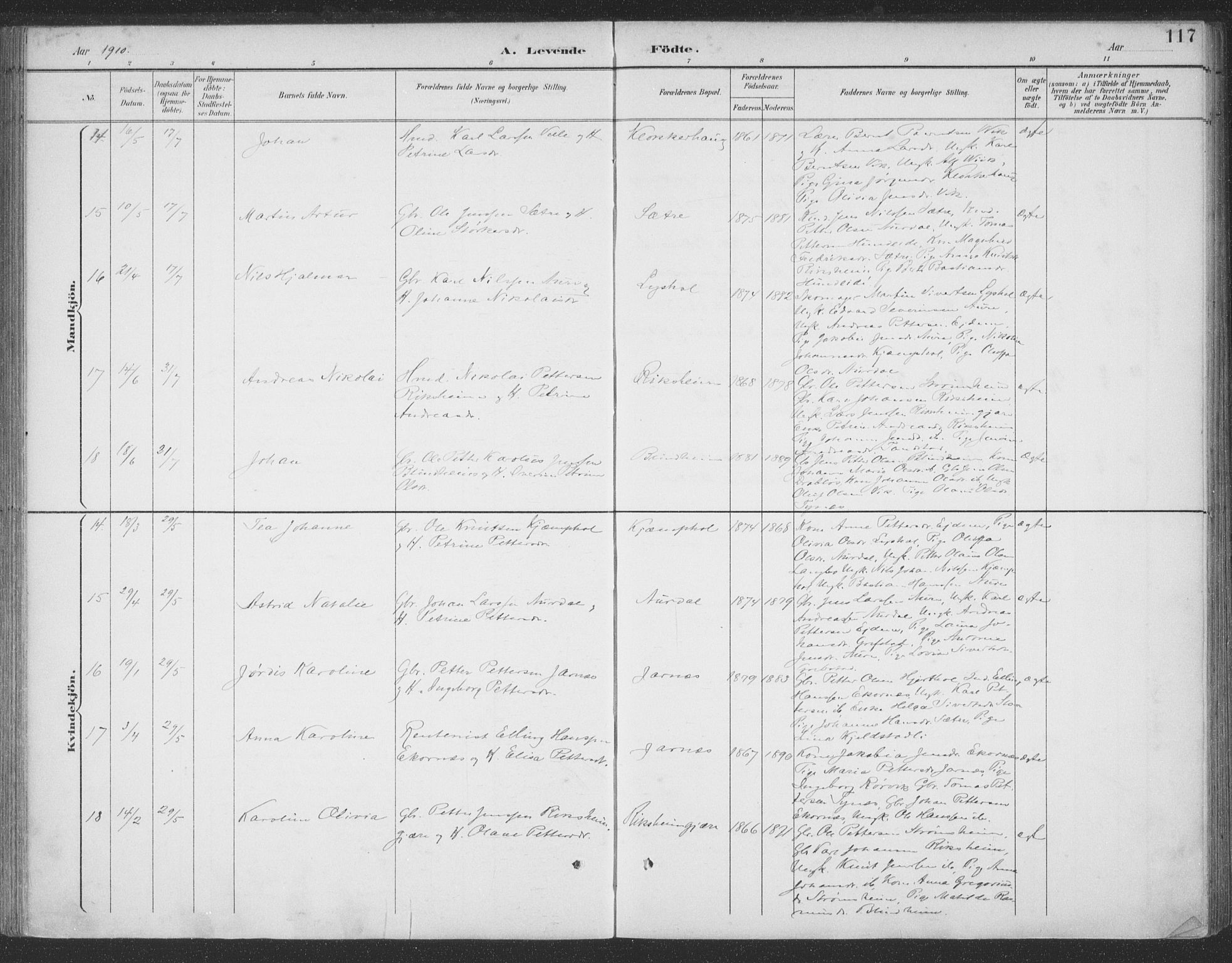 Ministerialprotokoller, klokkerbøker og fødselsregistre - Møre og Romsdal, AV/SAT-A-1454/523/L0335: Ministerialbok nr. 523A02, 1891-1911, s. 117