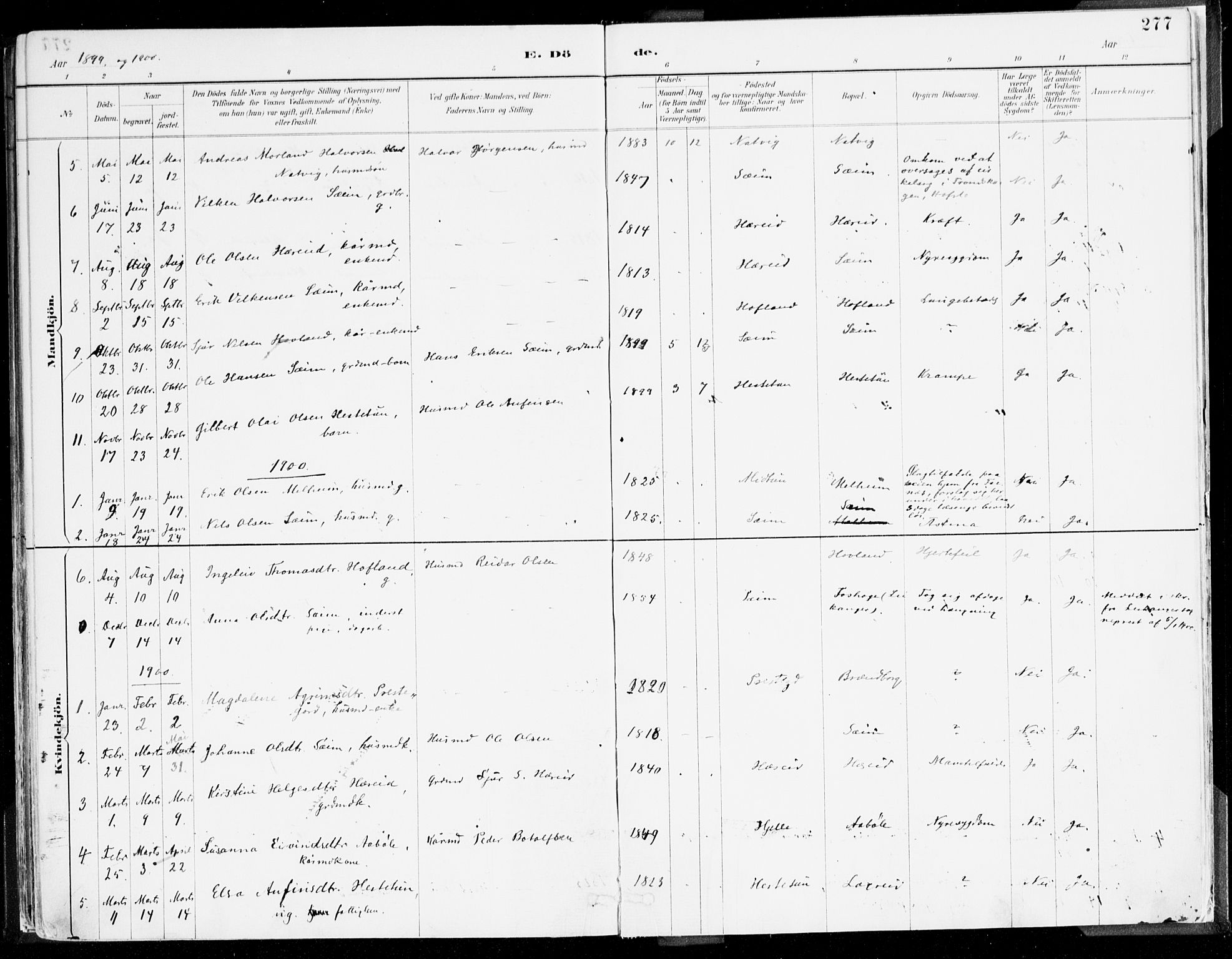Årdal sokneprestembete, SAB/A-81701: Ministerialbok nr. A 5, 1887-1917, s. 277
