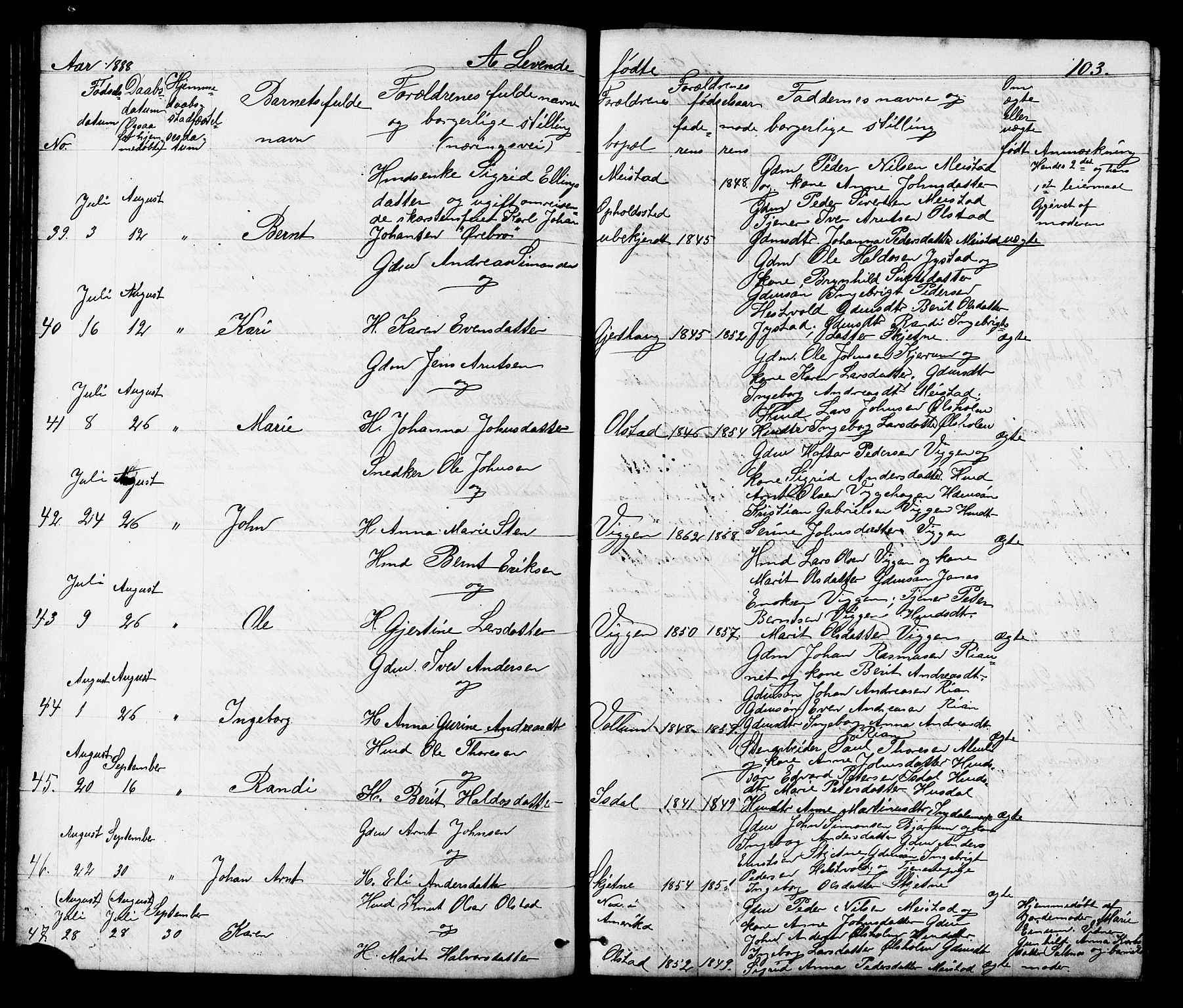 Ministerialprotokoller, klokkerbøker og fødselsregistre - Sør-Trøndelag, SAT/A-1456/665/L0777: Klokkerbok nr. 665C02, 1867-1915, s. 103