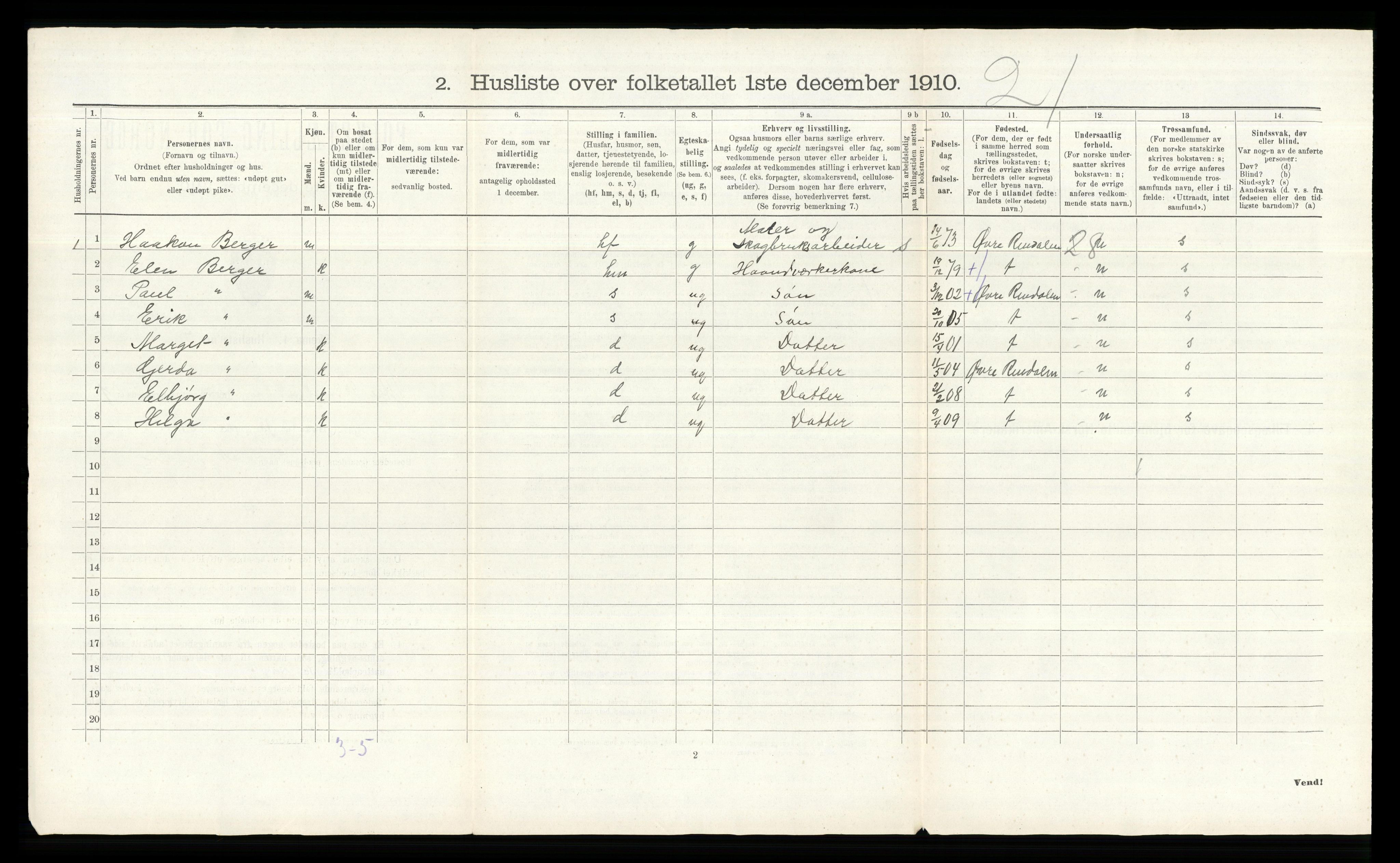 RA, Folketelling 1910 for 0432 Ytre Rendal herred, 1910, s. 36