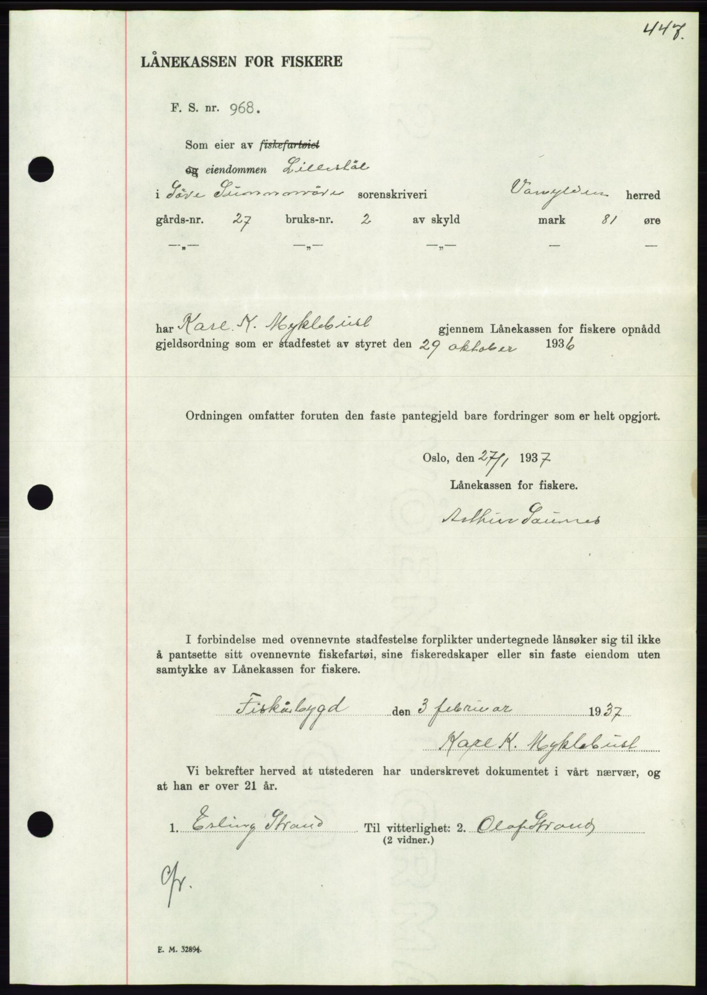 Søre Sunnmøre sorenskriveri, AV/SAT-A-4122/1/2/2C/L0062: Pantebok nr. 56, 1936-1937, Dagboknr: 341/1937