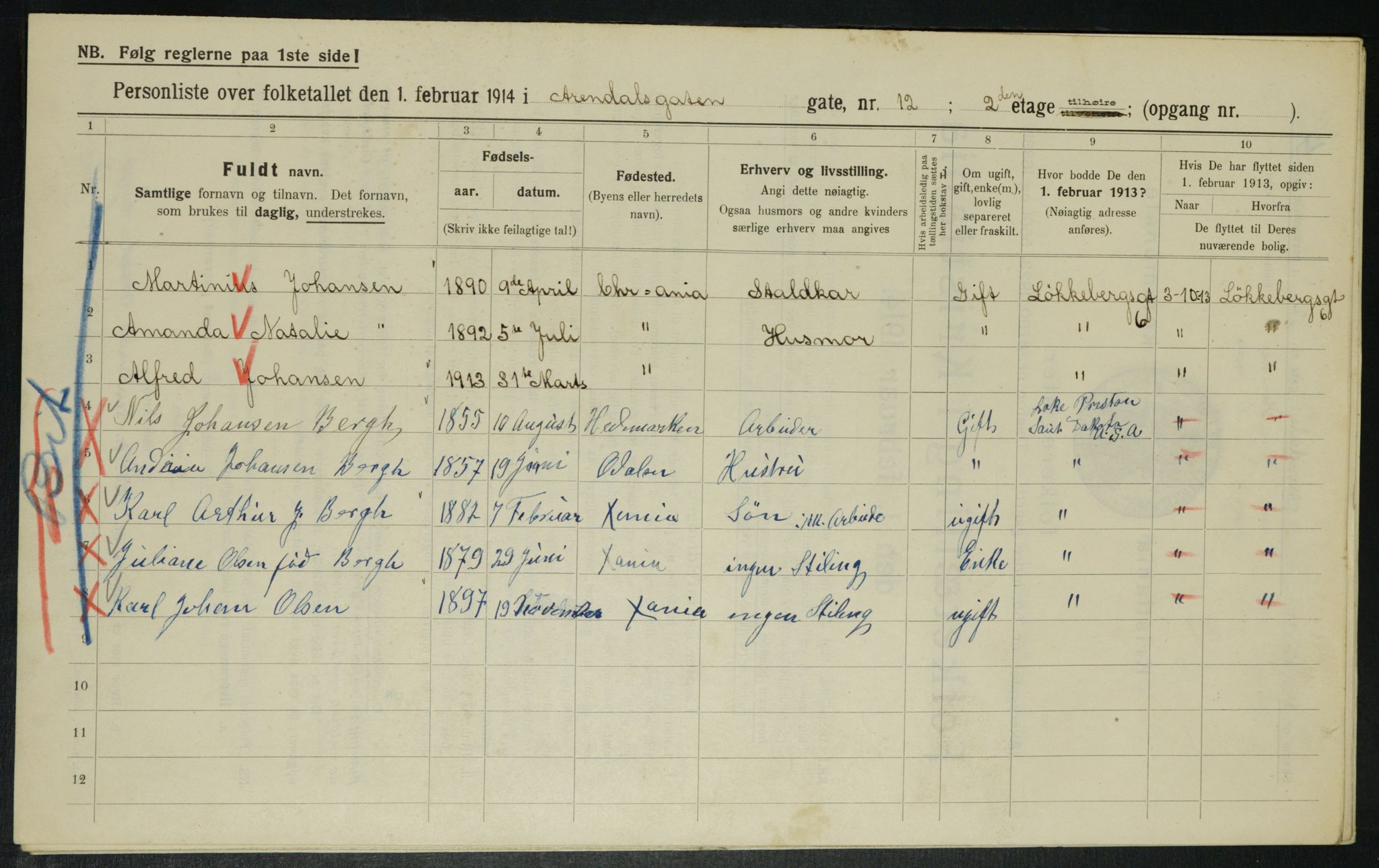 OBA, Kommunal folketelling 1.2.1914 for Kristiania, 1914, s. 2015
