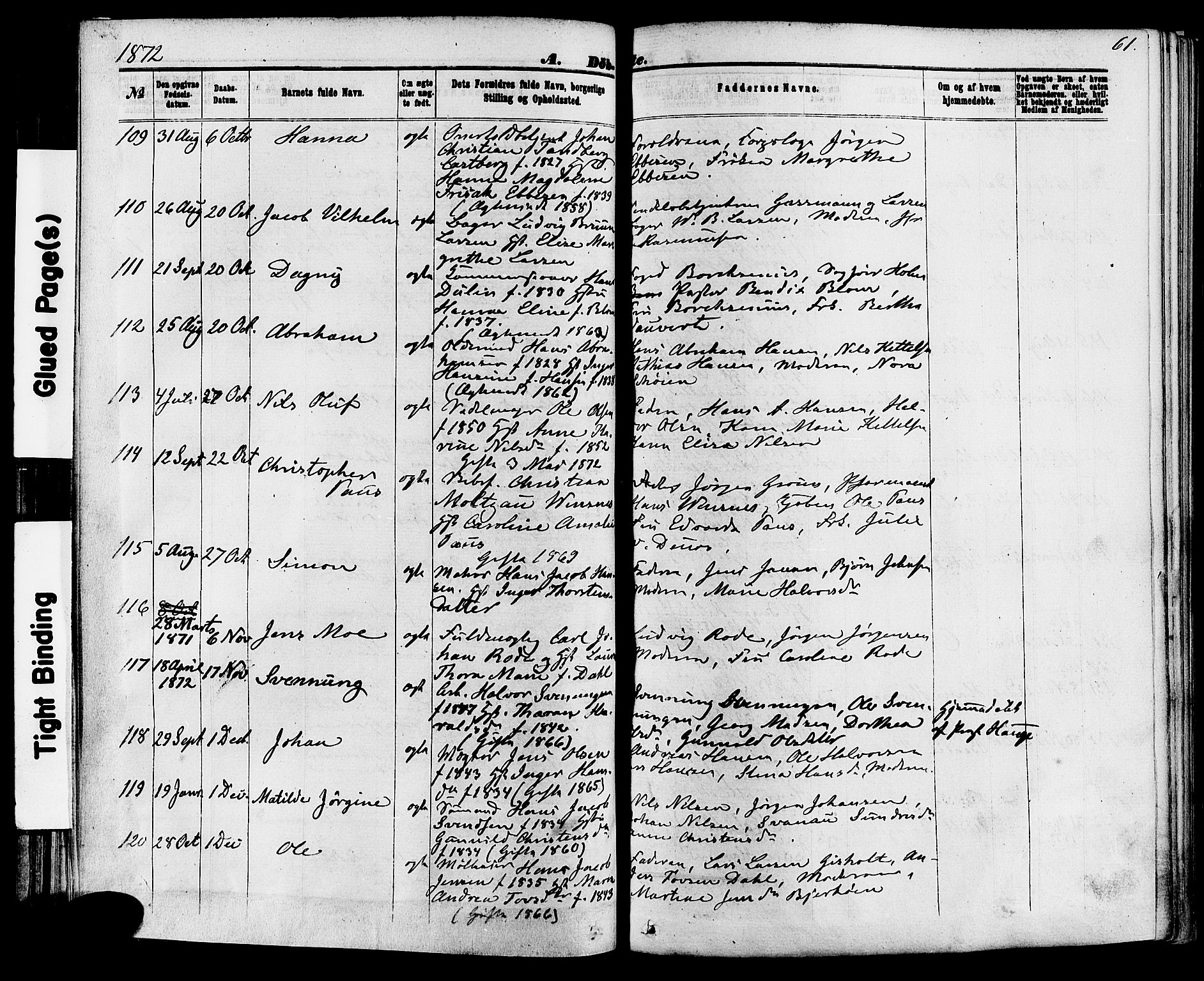 Skien kirkebøker, AV/SAKO-A-302/F/Fa/L0008: Ministerialbok nr. 8, 1866-1877, s. 61
