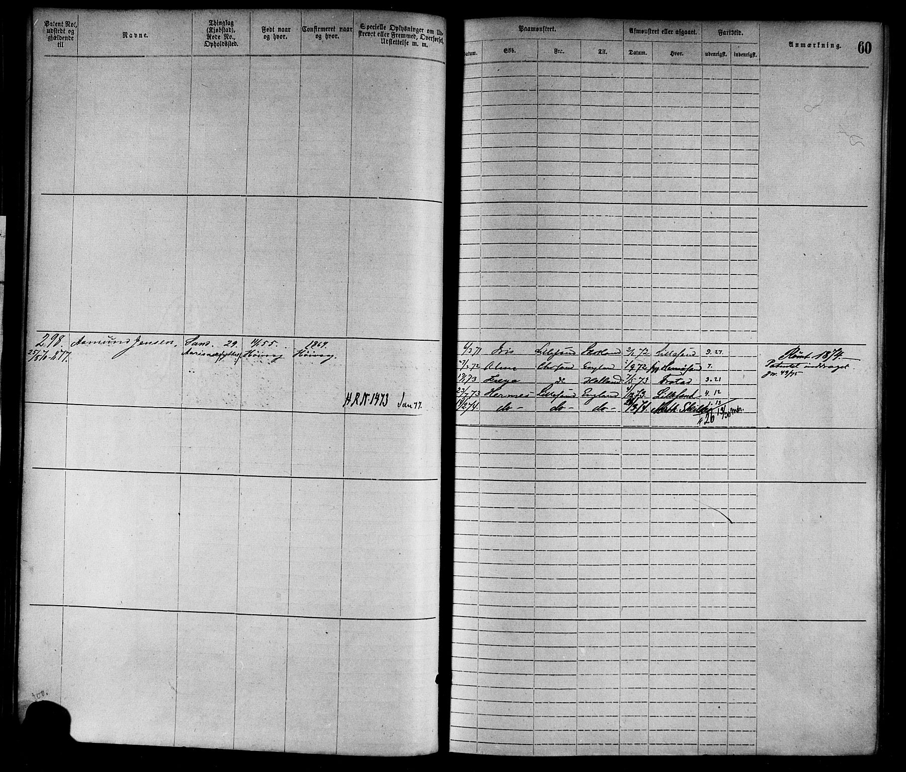 Lillesand mønstringskrets, SAK/2031-0014/F/Fa/L0004: Annotasjonsrulle nr 1-1920 med register, G-1, 1869-1891, s. 83