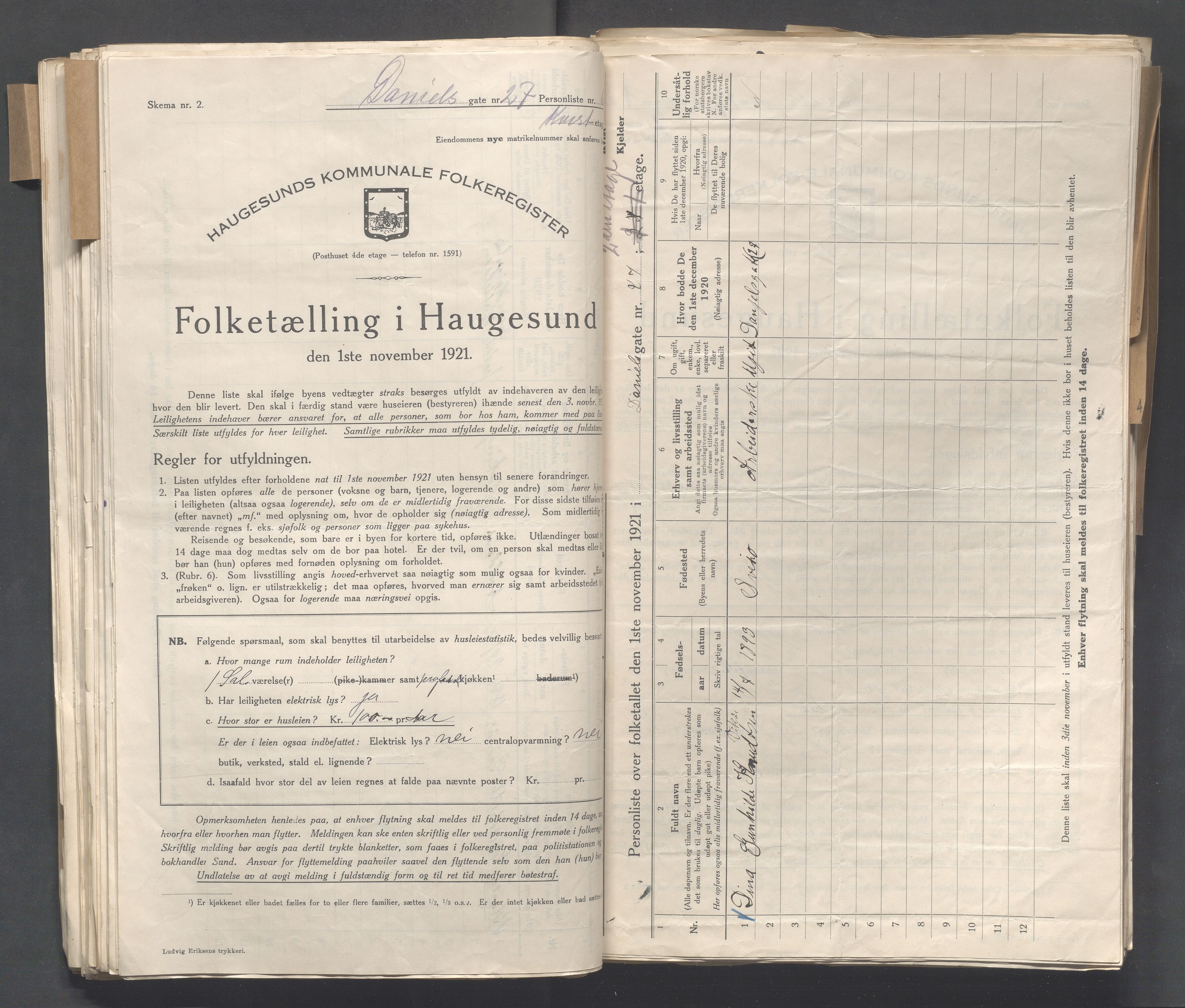 IKAR, Kommunal folketelling 1.11.1921 for Haugesund, 1921, s. 5966