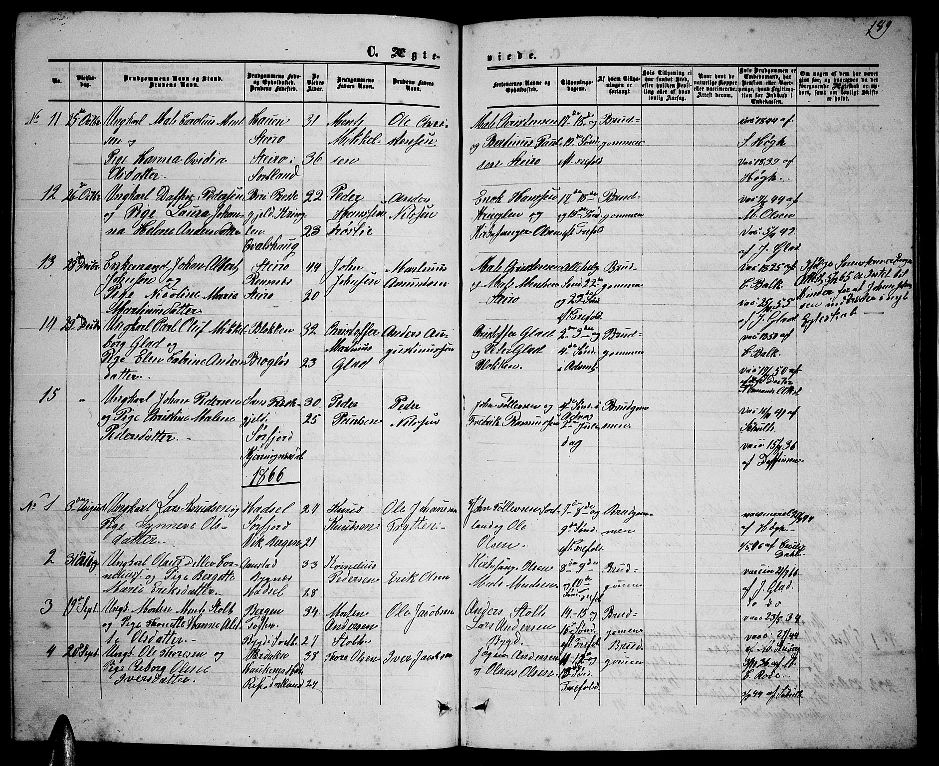 Ministerialprotokoller, klokkerbøker og fødselsregistre - Nordland, AV/SAT-A-1459/895/L1381: Klokkerbok nr. 895C03, 1864-1885, s. 189