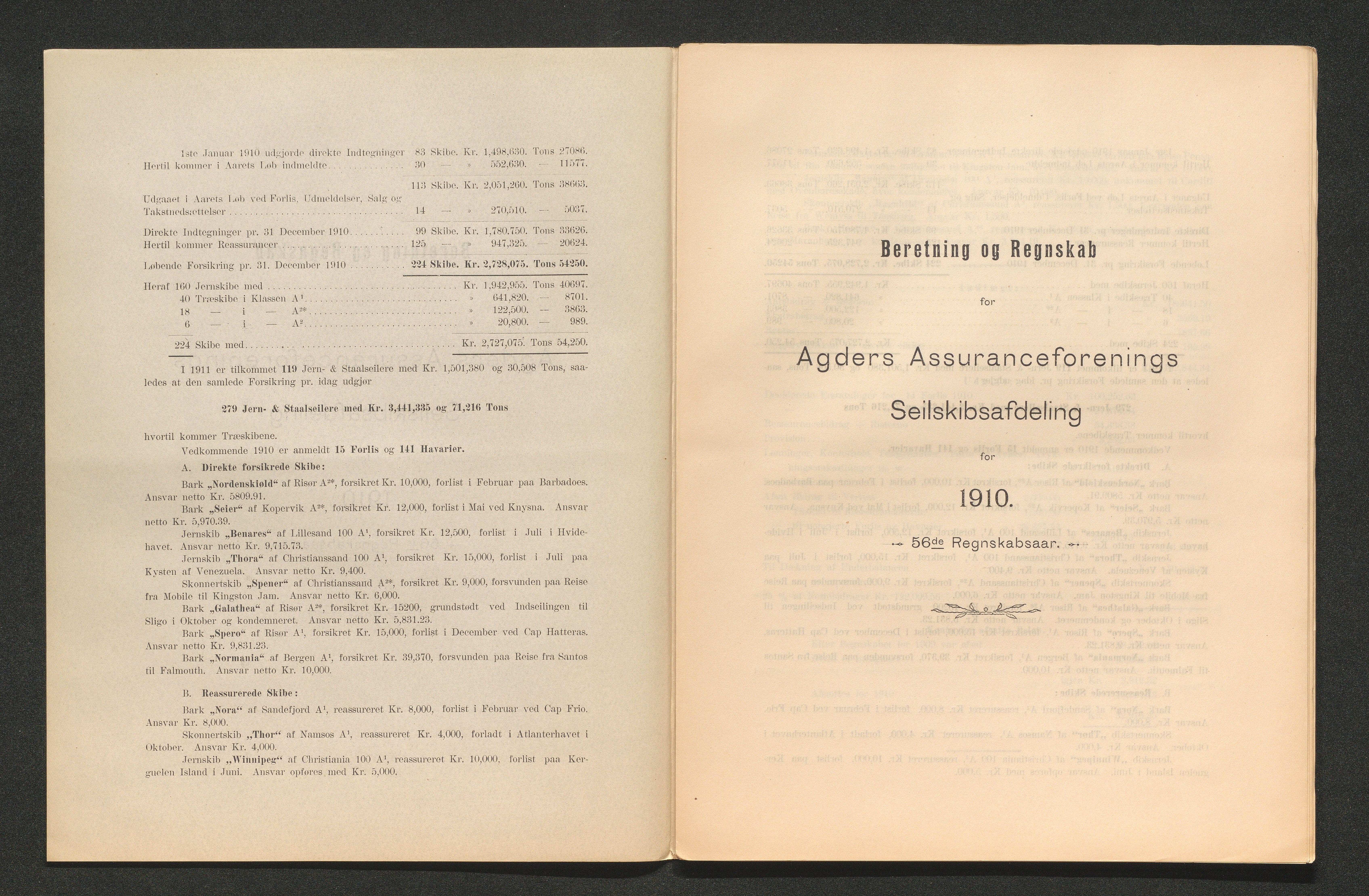 Agders Gjensidige Assuranceforening, AAKS/PA-1718/05/L0003: Regnskap, seilavdeling, pakkesak, 1890-1912