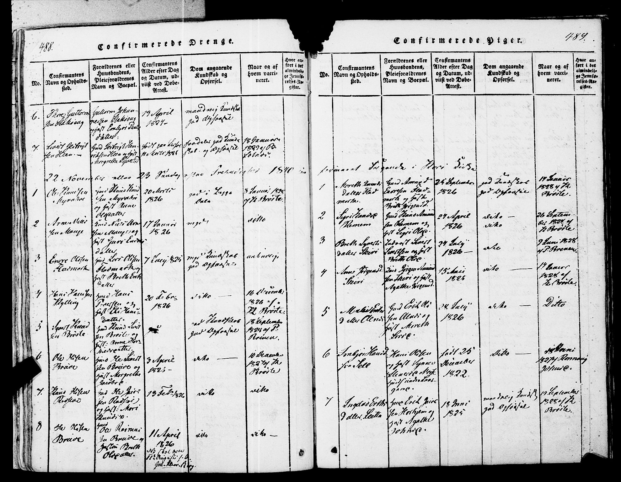 Ministerialprotokoller, klokkerbøker og fødselsregistre - Møre og Romsdal, AV/SAT-A-1454/546/L0593: Ministerialbok nr. 546A01, 1818-1853, s. 488-489