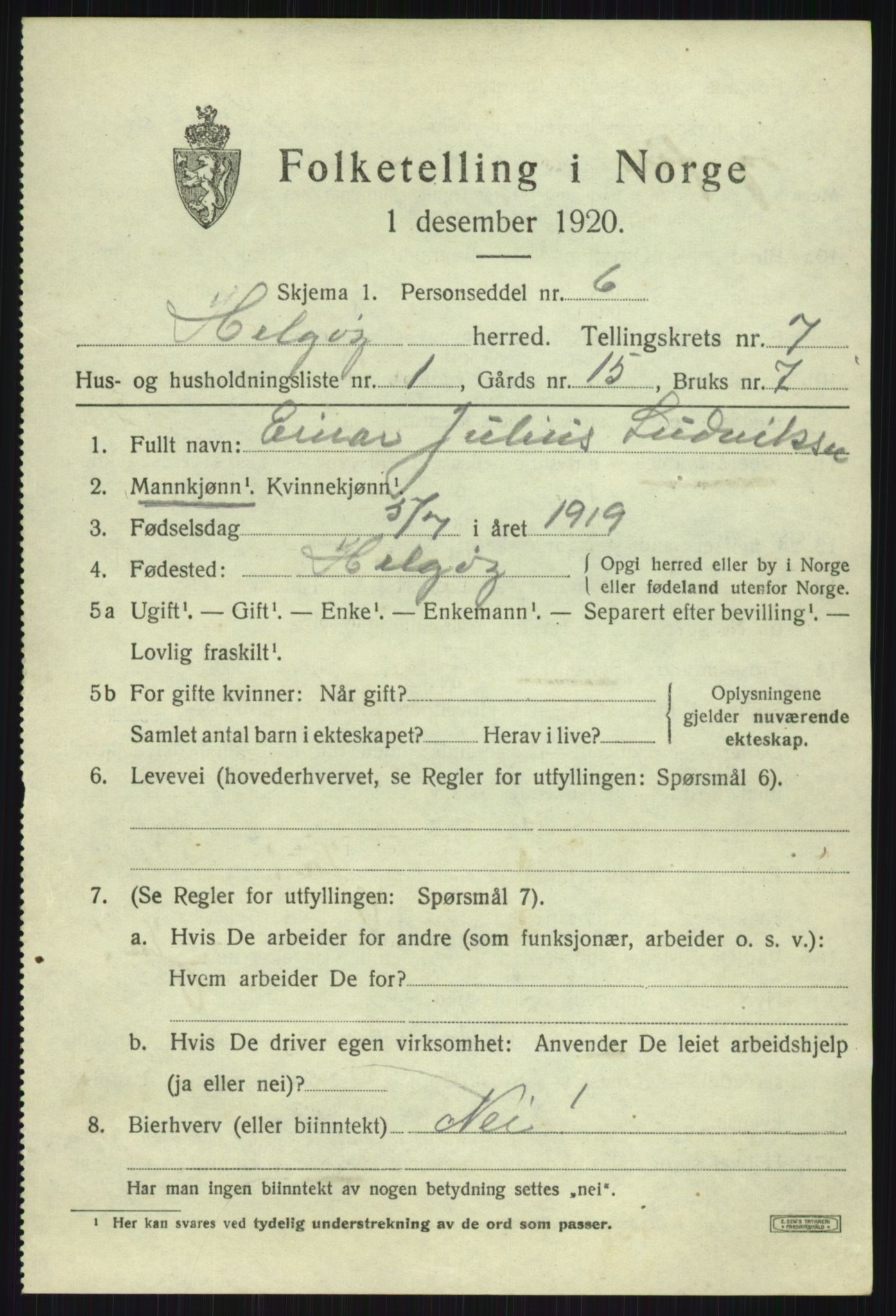 SATØ, Folketelling 1920 for 1935 Helgøy herred, 1920, s. 2545