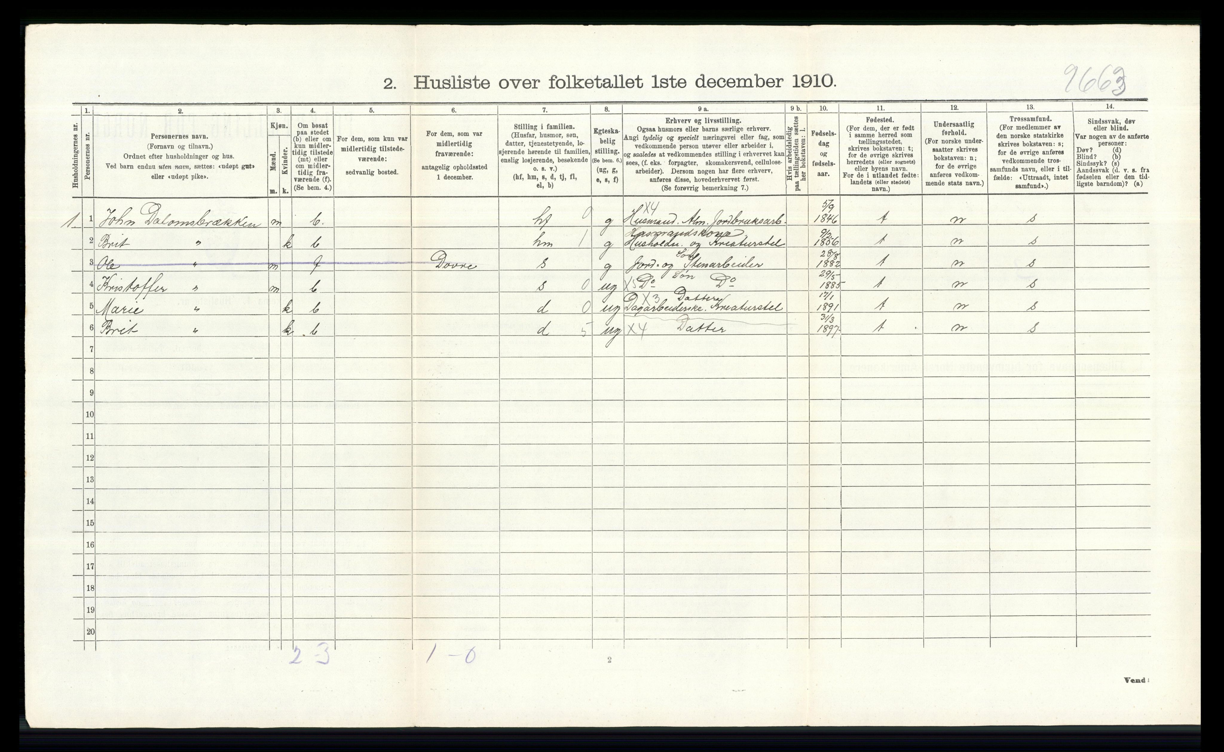 RA, Folketelling 1910 for 0512 Lesja herred, 1910, s. 838