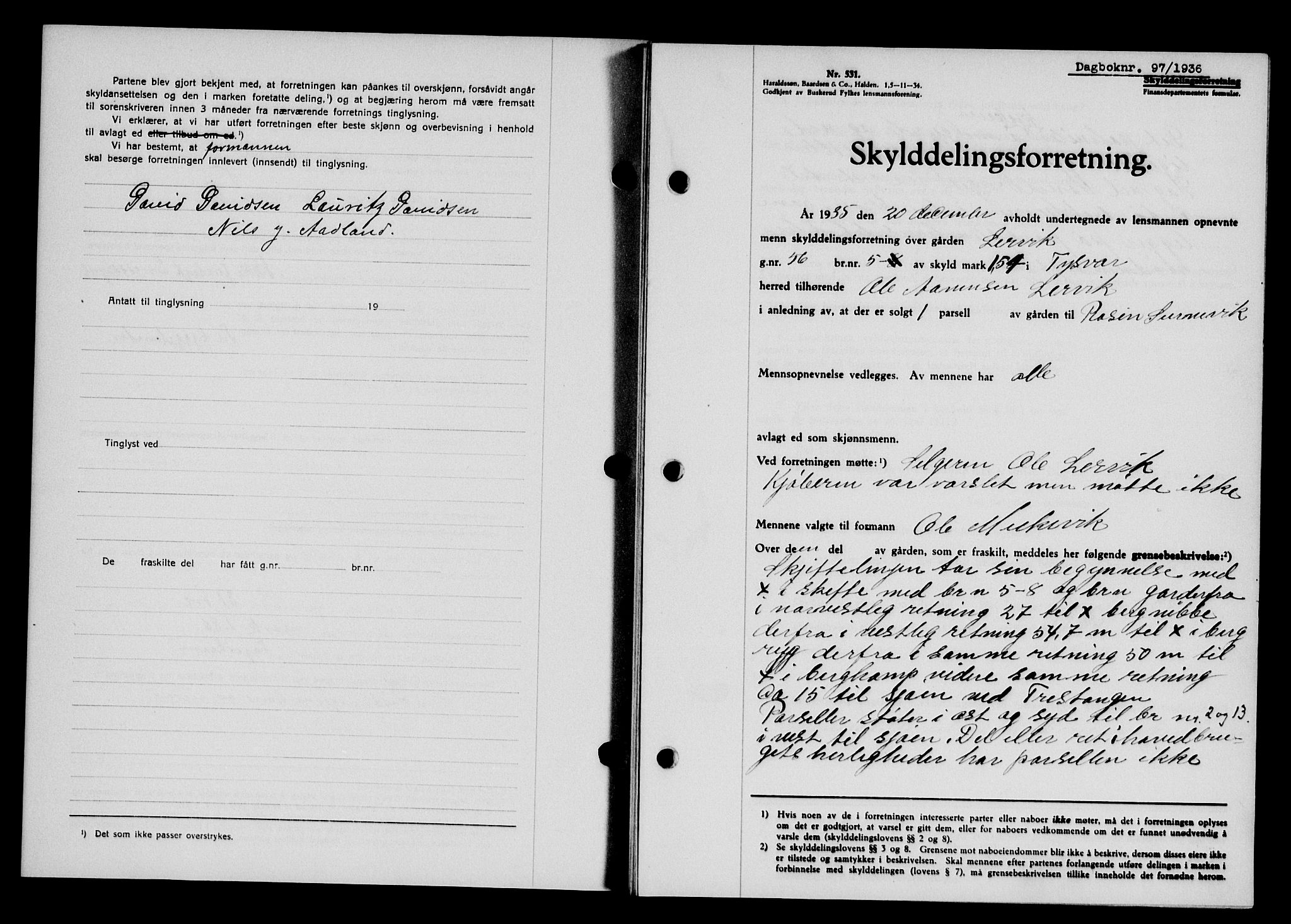 Karmsund sorenskriveri, SAST/A-100311/01/II/IIB/L0066: Pantebok nr. 47A, 1936-1936, Dagboknr: 97/1936