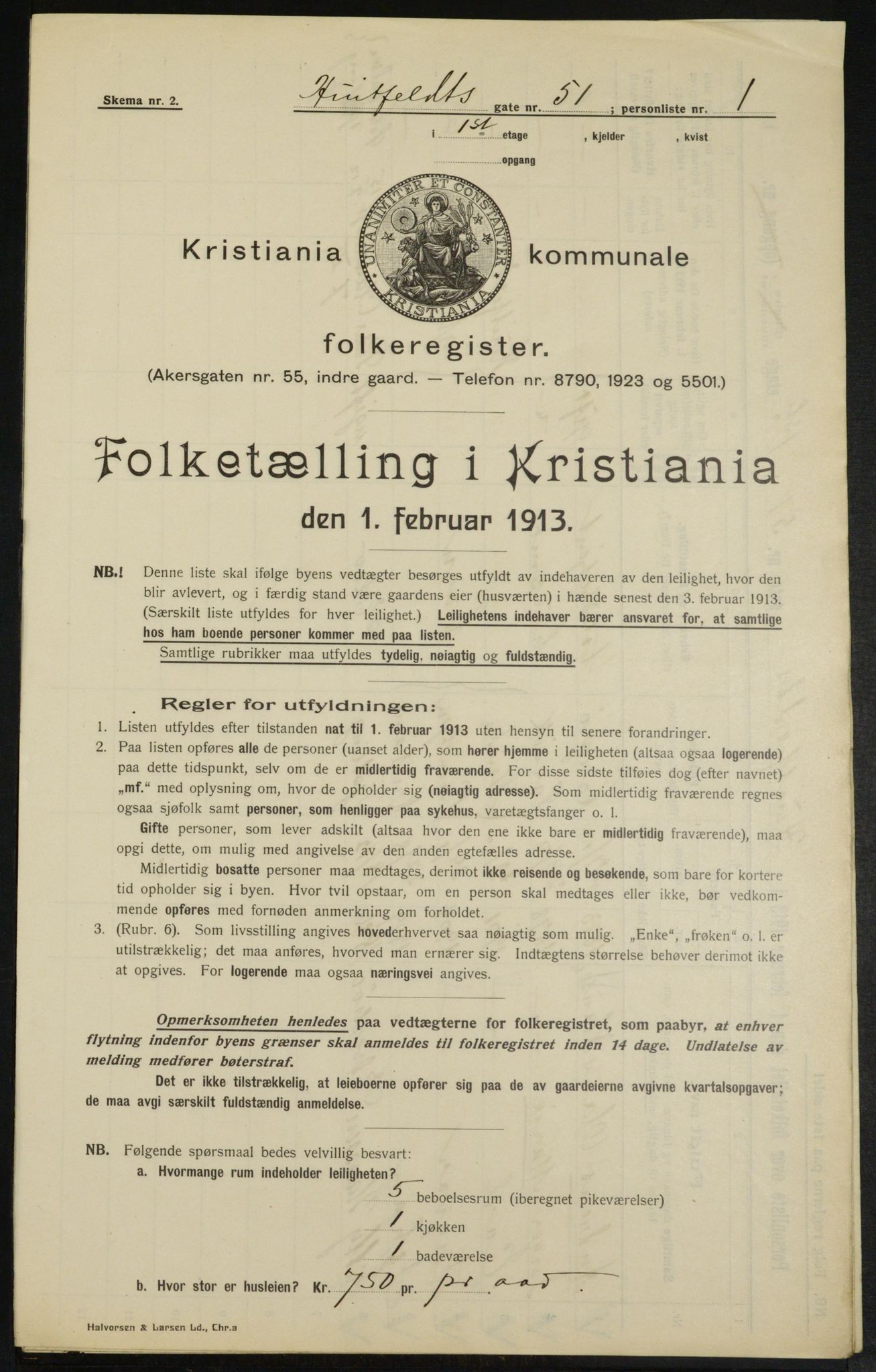 OBA, Kommunal folketelling 1.2.1913 for Kristiania, 1913, s. 42043