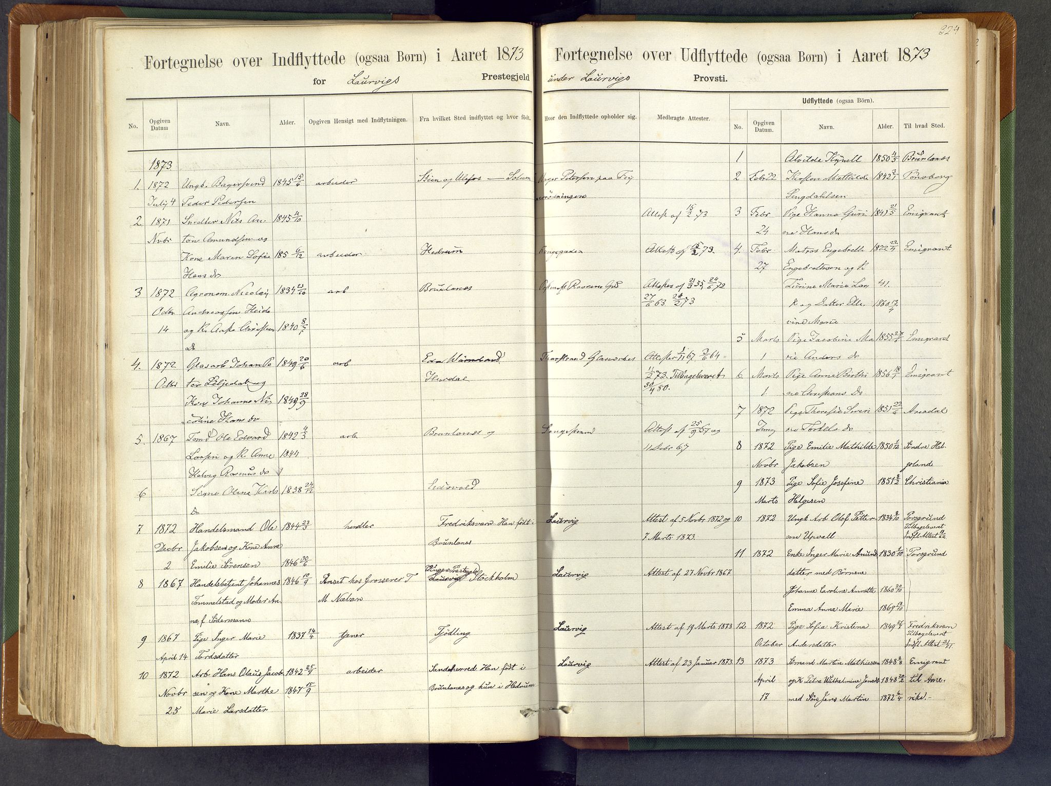 Larvik kirkebøker, SAKO/A-352/F/Fa/L0007: Ministerialbok nr. I 7, 1871-1883, s. 324